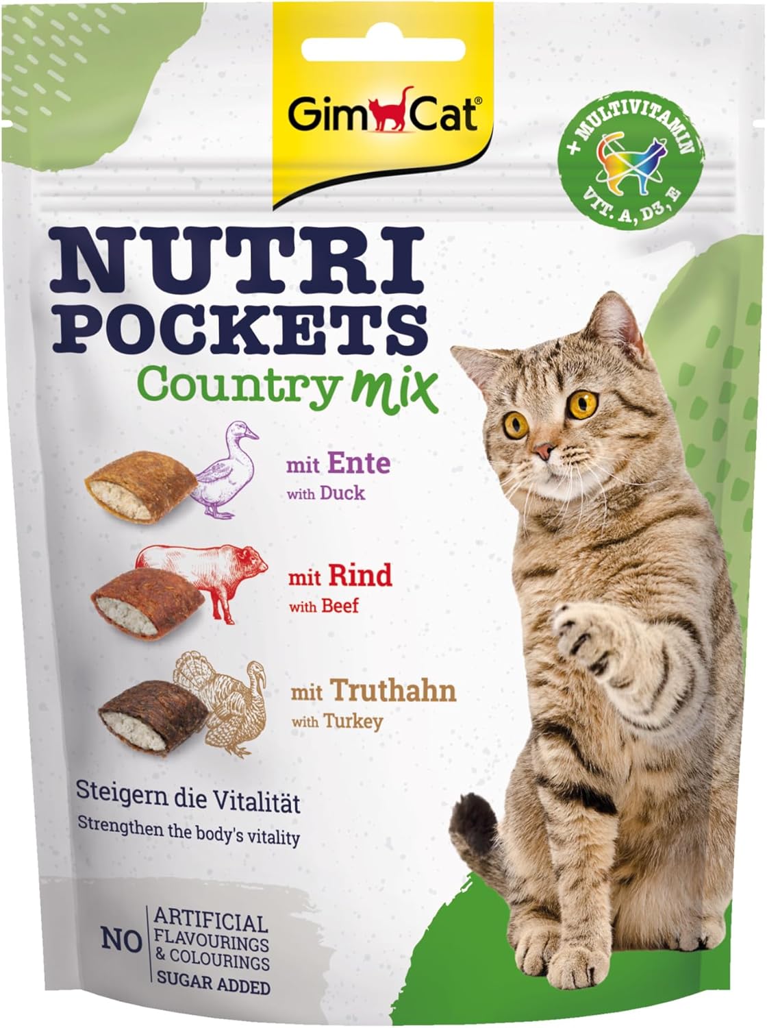 Gimcat Nutri Pockets Dental - Knuspriger Katzensnack Mit Cremiger Füllung Und Funktionalen Inhaltsstoffen - 1 Beutel (1 X 60 G)