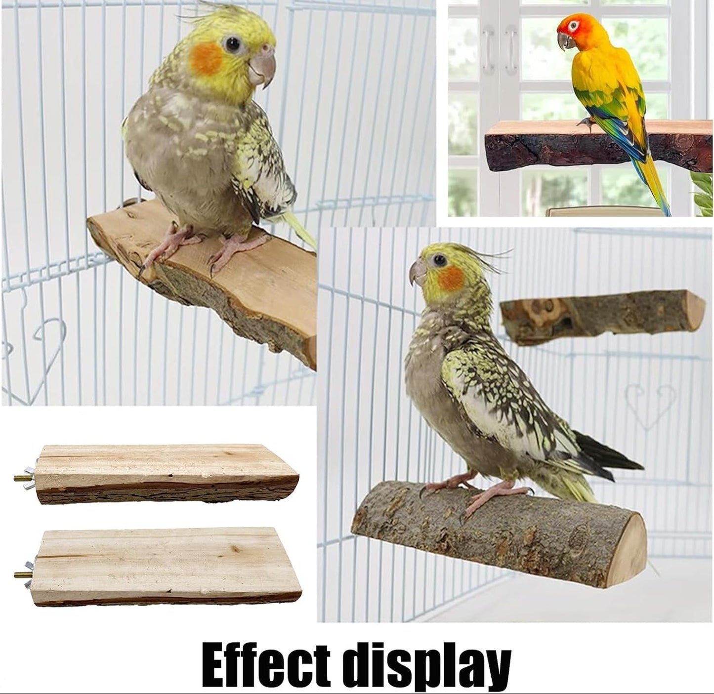 Allazone Natur Sitzstangen Für Vögel - 7 Stück Holz Vögel Sitzstangen, Papagei Schaukel Spielzeug