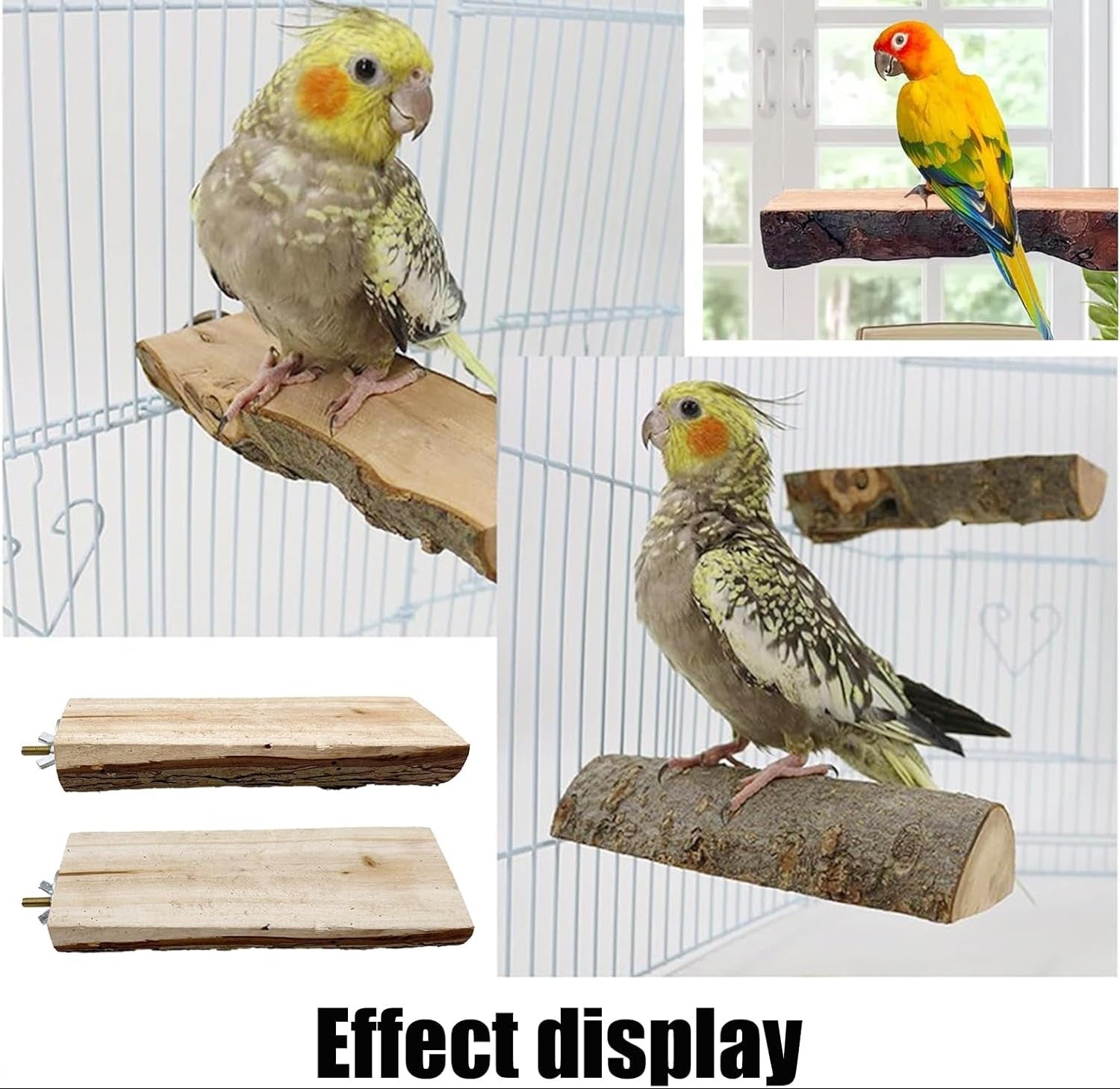 Allazone Natur Sitzstangen Für Vögel - 7 Stück Holz Vögel Sitzstangen, Papagei Schaukel Spielzeug