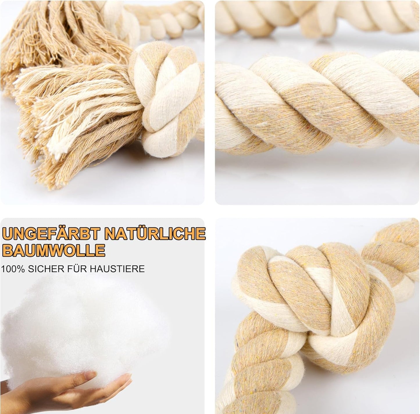 Fida Hundespielzeug Aus Seil Für Aggressive Kauer, Interaktives, Robustes Hundespielzeug Für Mittelgroße Und Große Hunde, Robustes Gedrehtes Seilspielzeug Mit 5 Knoten