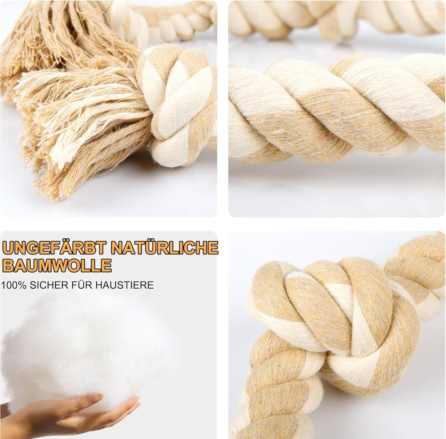 Fida Hundespielzeug Aus Seil Für Aggressive Kauer, Interaktives, Robustes Hundespielzeug Für Mittelgroße Und Große Hunde, Robustes Gedrehtes Seilspielzeug Mit 5 Knoten