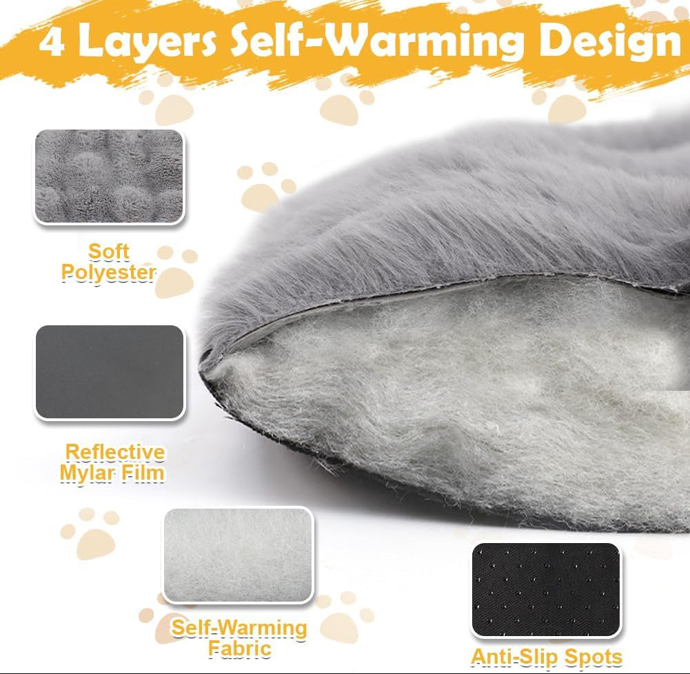 XIAPIA Selbstheizende Decke Katze & Hunde, Flauschig Selbstwärmende Katzendecke Ohne Kabel, Wärmedecke Heizdecke Ohne Strom, Washbar Thermodecke Katzenkissen Katzenbett Indoor Im Auto Grau 60 * 45 Cm
