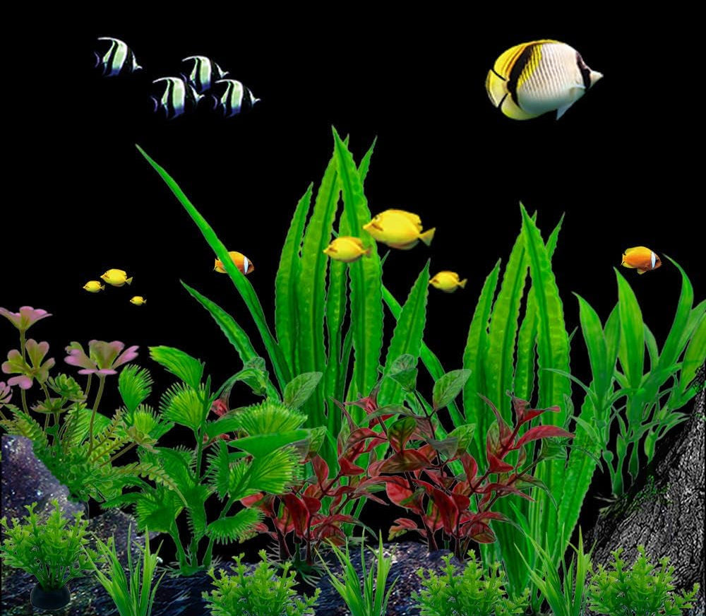 Aquarium Pflanzen Deko, 16 Stück Grün Plastikpflanzen Für Aquarien, Wasserpflanzen Aquarium Pflanzen Künstlich Dekoration Set