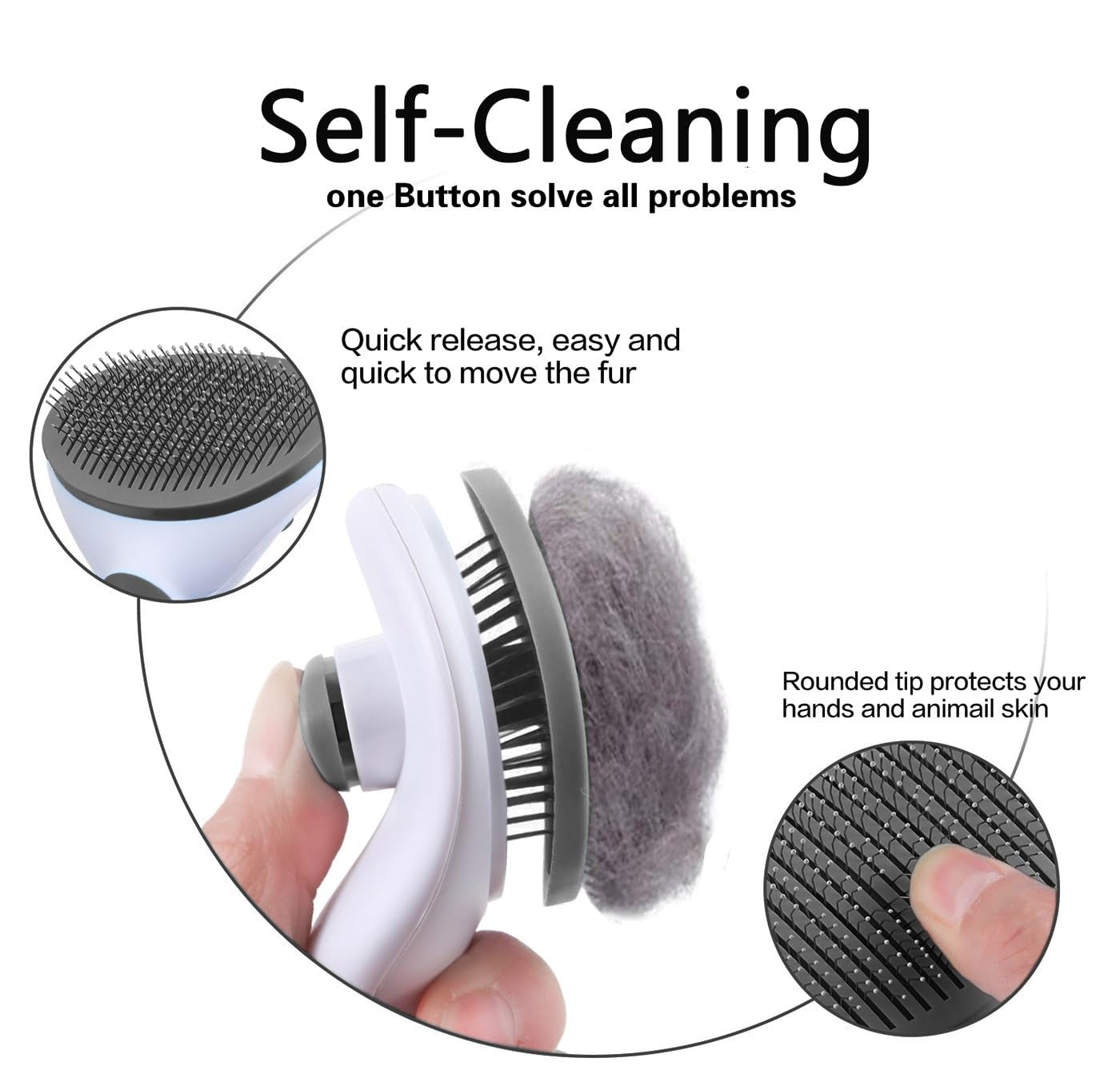 Katzenbürste, Selbstreinigende Zupfbürste Entfernt Unterwolle Katzenkamm Hundebürste Katzenbürste Kurz Bis Langhaar Geeignet Sanfte Katzen Burste Kurzhaar Zupfbürste (Grau)