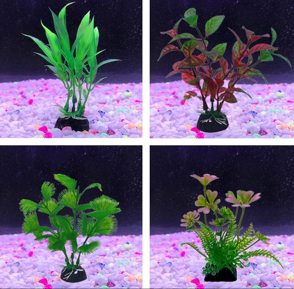 Aquarium Pflanzen Deko, 16 Stück Grün Plastikpflanzen Für Aquarien, Wasserpflanzen Aquarium Pflanzen Künstlich Dekoration Set