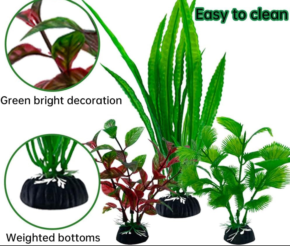 Aquarium Pflanzen Deko, 16 Stück Grün Plastikpflanzen Für Aquarien, Wasserpflanzen Aquarium Pflanzen Künstlich Dekoration Set