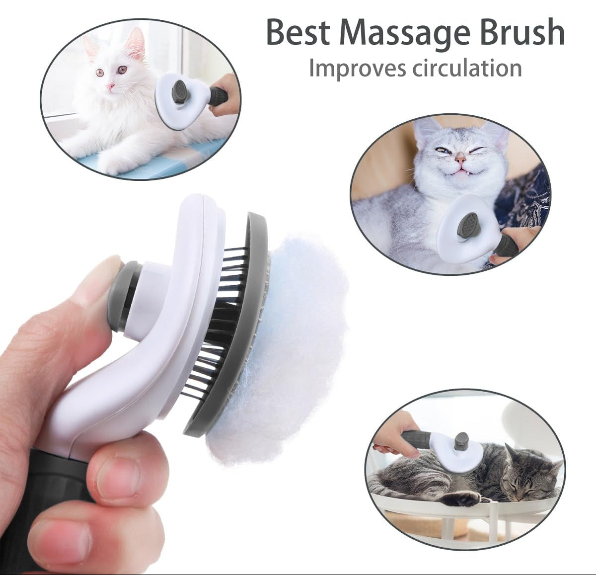 Katzenbürste, Selbstreinigende Zupfbürste Entfernt Unterwolle Katzenkamm Hundebürste Katzenbürste Kurz Bis Langhaar Geeignet Sanfte Katzen Burste Kurzhaar Zupfbürste (Grau)