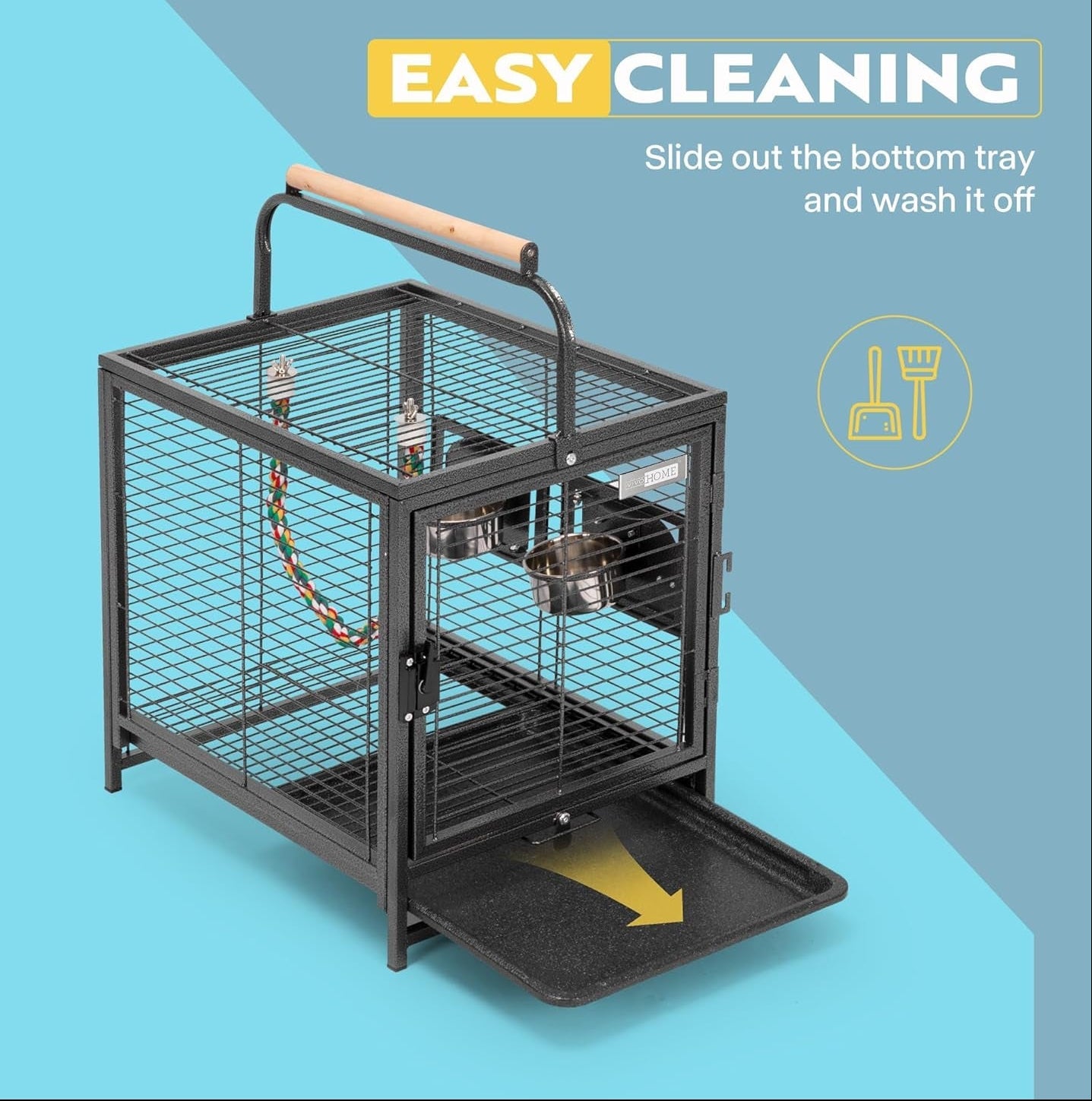 VIVOHOME Vogelkäfig Für Papageien 48Cm Transportkäfig Für Sittiche & Papageien Reisekäfig Mit Sitzenstange Transportbehälter Für Vögel Mit Tragegriff