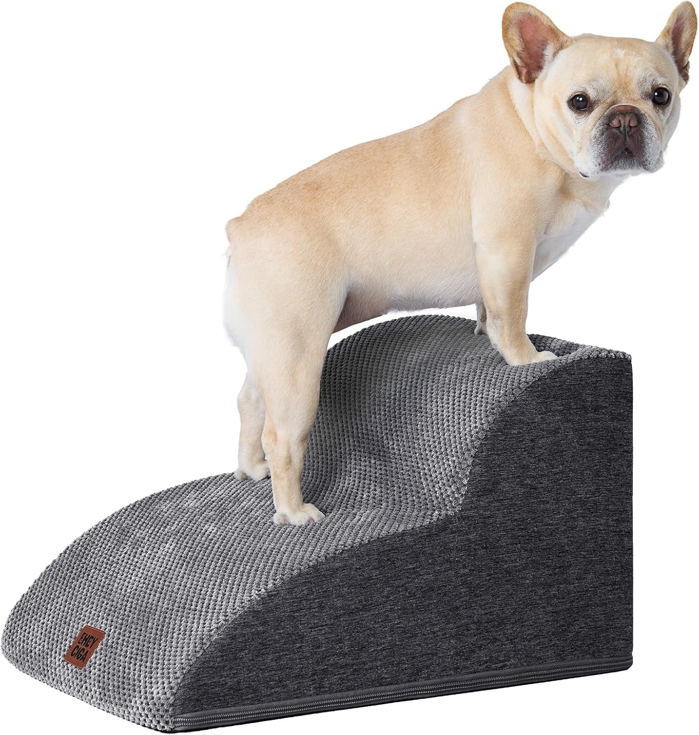 Hundetreppe Für Kleine Hunde 30 Cm Hoch, Haustiertreppe Für Sofa Bett, Treppe Für Hunde Aus Hochdichtem Schwamm, Hunderampe Mit Waschbarem Bezug Und Rutschfestem Boden, 2 Stufen, Grau