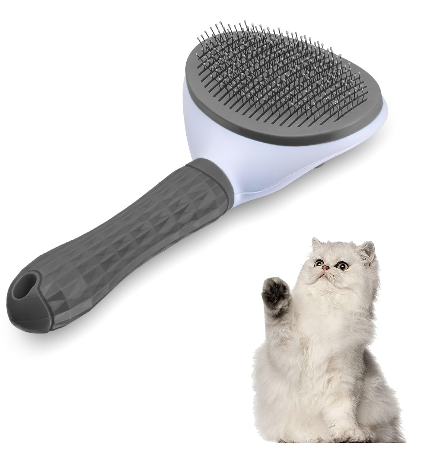 Katzenbürste, Selbstreinigende Zupfbürste Entfernt Unterwolle Katzenkamm Hundebürste Katzenbürste Kurz Bis Langhaar Geeignet Sanfte Katzen Burste Kurzhaar Zupfbürste (Grau)