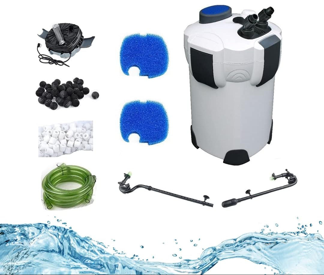 Aquaone Aquarium Außenfilter HW-303B 1400 L/H I Hochwertiger Filter Inkl. 9 Watt UVC Lampe Für Aquarien Bis 700 Liter I Pumpe Mit Filtermedien Für Süßwasser Und Meerwasser Becken