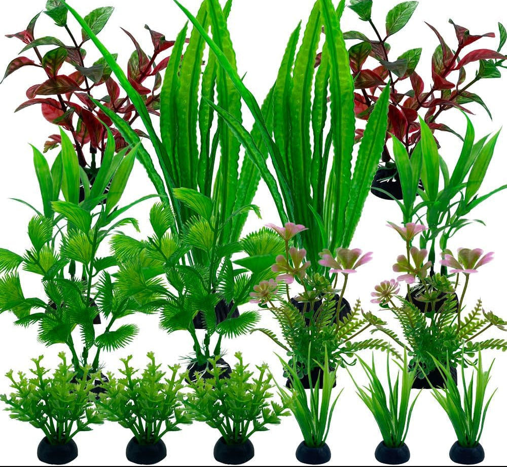Aquarium Pflanzen Deko, 16 Stück Grün Plastikpflanzen Für Aquarien, Wasserpflanzen Aquarium Pflanzen Künstlich Dekoration Set