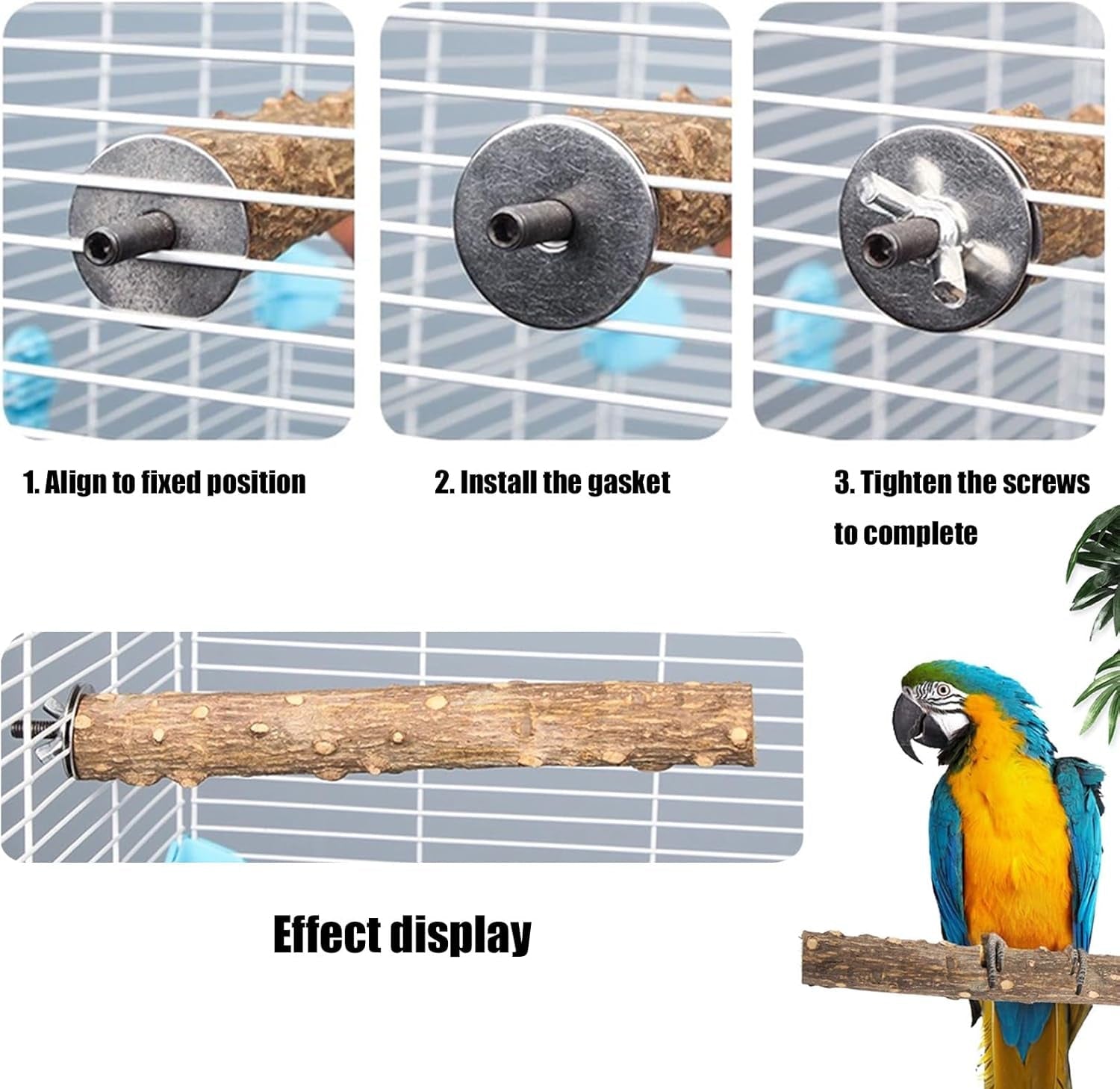 Allazone Natur Sitzstangen Für Vögel - 7 Stück Holz Vögel Sitzstangen, Papagei Schaukel Spielzeug