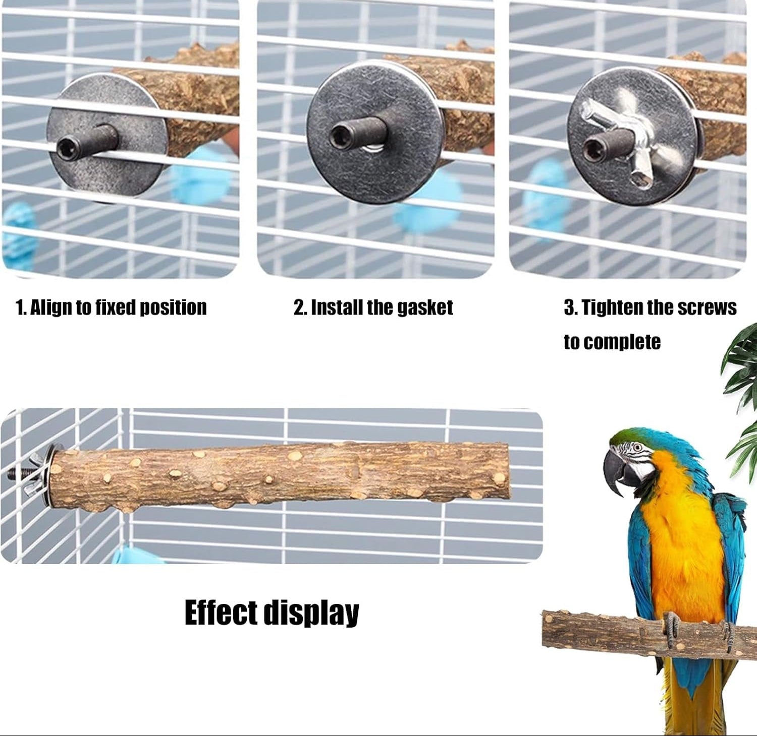 Allazone Natur Sitzstangen Vögel, 7 Stück Natürlicher Sitzstangen Für Vögel Holz, Sitzstangen Vögel, Vögel Spielzeug Vogel Papagei Schaukel Spielzeug