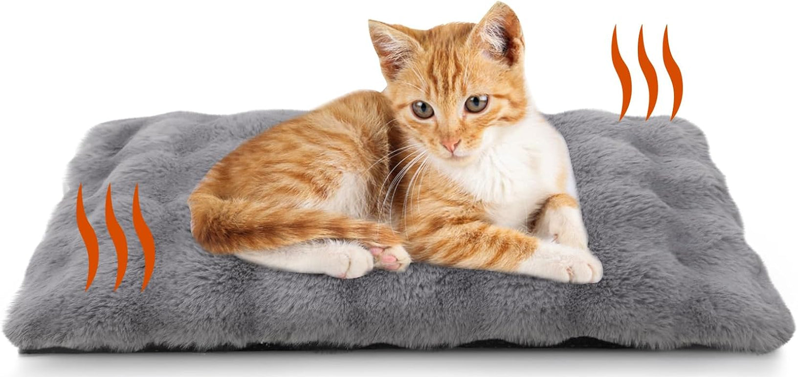 XIAPIA Selbstheizende Decke Katze & Hunde, Flauschig Selbstwärmende Katzendecke Ohne Kabel, Wärmedecke Heizdecke Ohne Strom, Washbar Thermodecke Katzenkissen Katzenbett Indoor Im Auto Grau 60 * 45 Cm