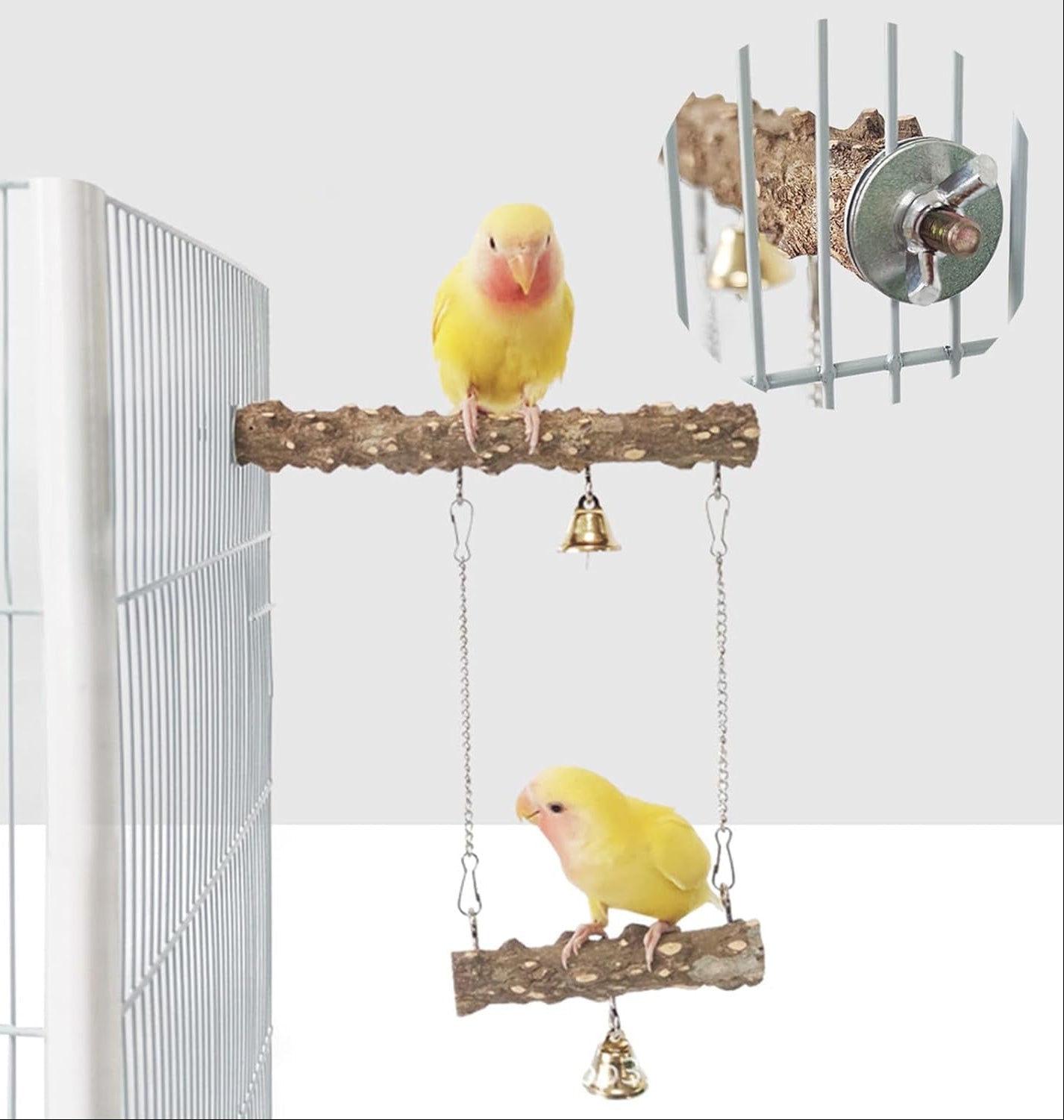 Allazone Natur Sitzstangen Für Vögel - 7 Stück Holz Vögel Sitzstangen, Papagei Schaukel Spielzeug