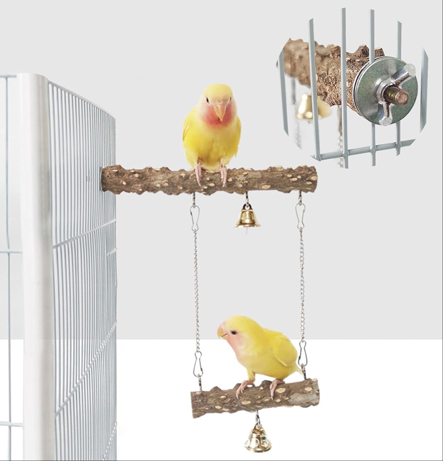 Allazone Natur Sitzstangen Vögel, 7 Stück Natürlicher Sitzstangen Für Vögel Holz, Sitzstangen Vögel, Vögel Spielzeug Vogel Papagei Schaukel Spielzeug