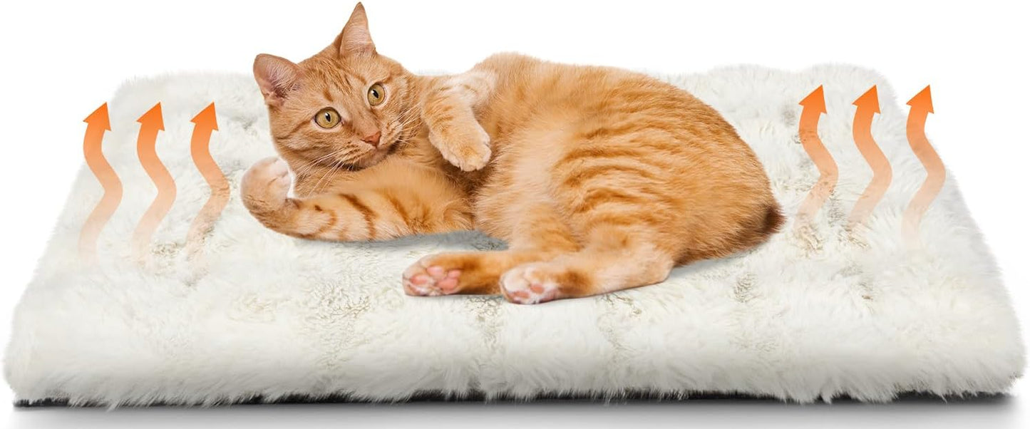XIAPIA Selbstheizende Decke Katze & Hunde, Flauschig Selbstwärmende Katzendecke Ohne Kabel, Wärmedecke Heizdecke Ohne Strom, Washbar Thermodecke Katzenkissen Katzenbett Indoor Im Auto Grau 60 * 45 Cm