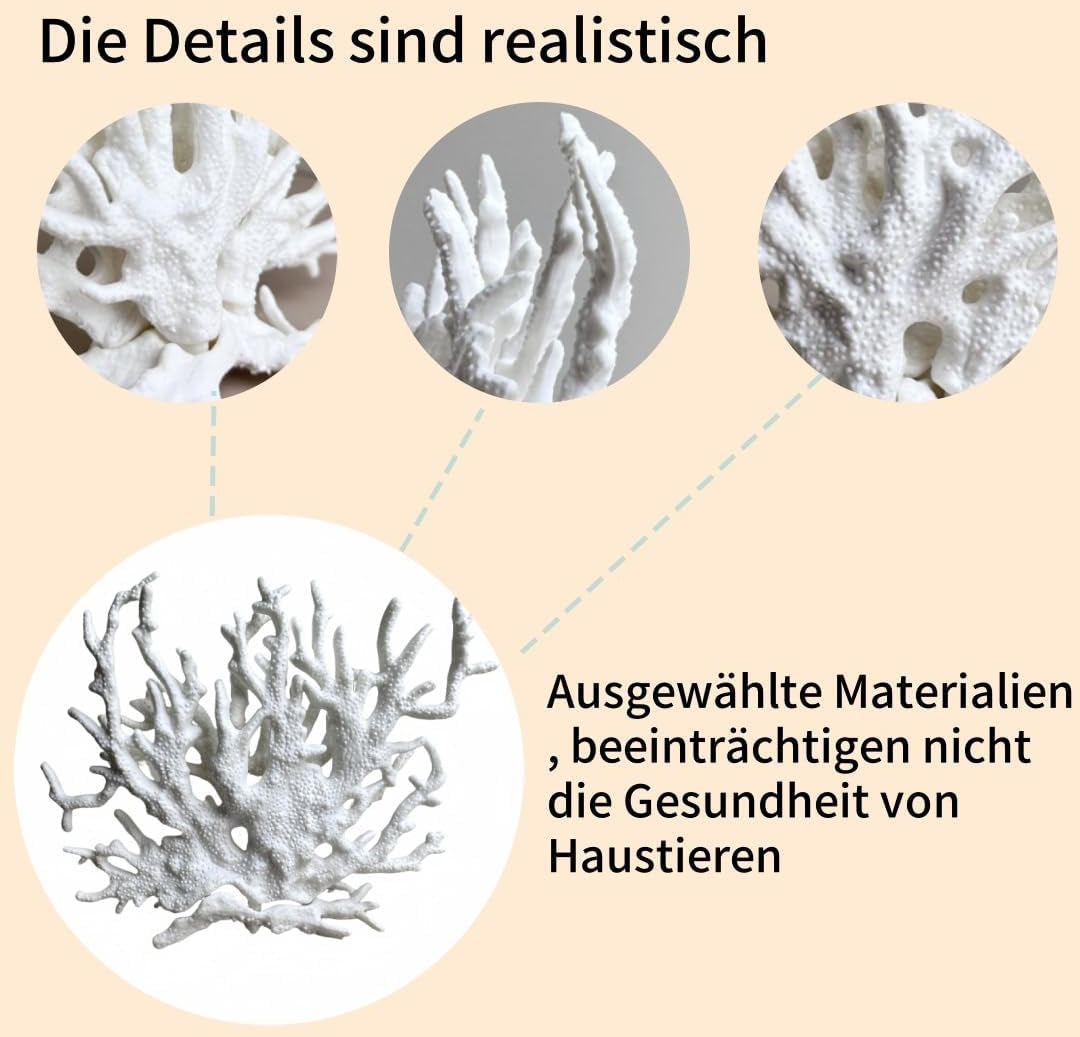 Holz Aquarium-Deko Gefälschte Koralle, Garnelen Aquarium & Aquarienpflanze Echt, Geeignet Für Kleine Bis Mittlere Aquarien (Weiß)