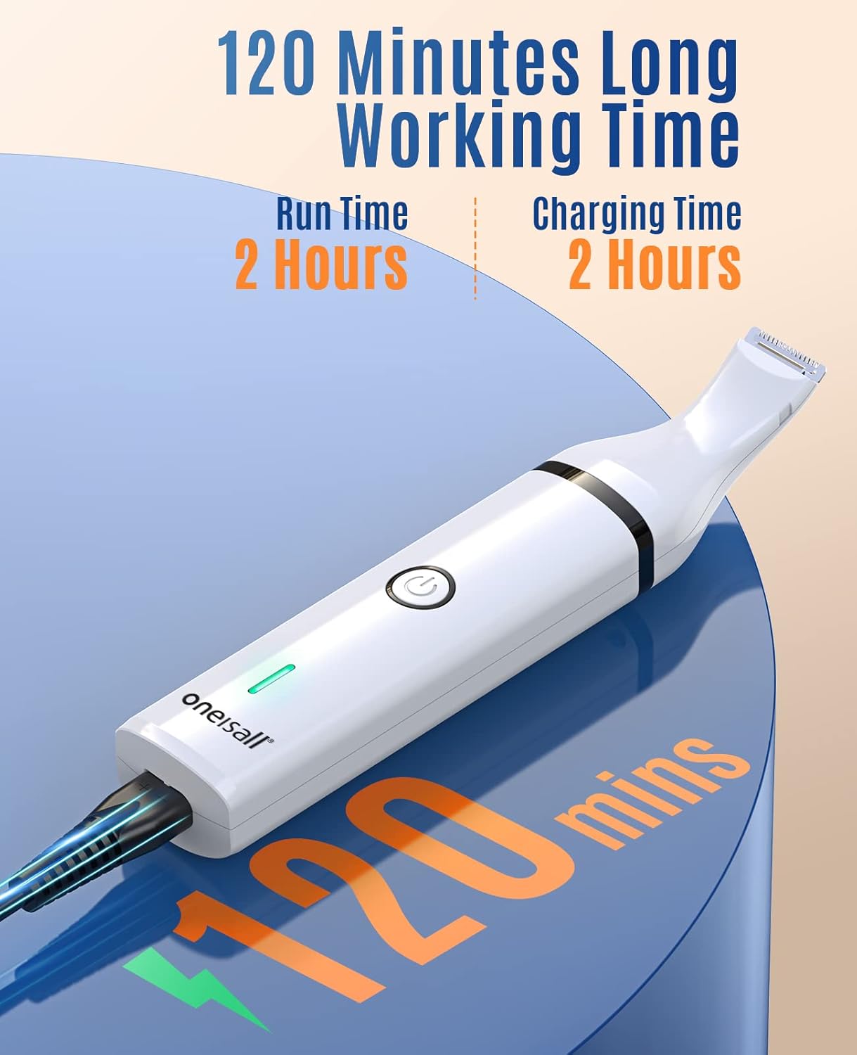 Oneisall Pfotentrimmer Für Hunde Mit Doppelklingen, 2-Gang Schermaschine Hund Pfoten Leise Hundeschermaschine Für Pfoten, Augen, Ohren, Gesicht, Körper (Weiß)