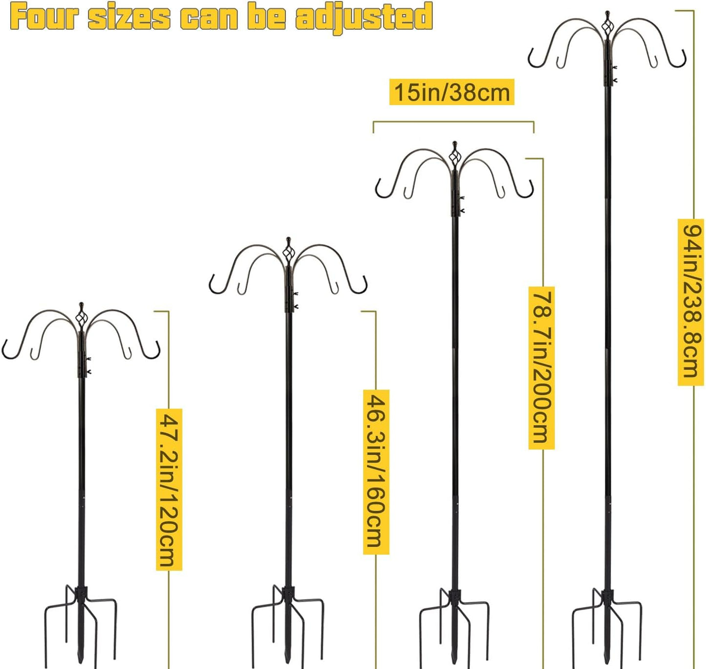 MIXXIDEA Deluxe Vogelfutterstation Kit Metall Vogelfutterstation Mit Ständer 238Cm Höhenverstellbar Futterstation Vögel Mit 3 Feedern, J-Haken-Kits Und 5 Prong Pole Stabilizer Für Körner Erdnüsse