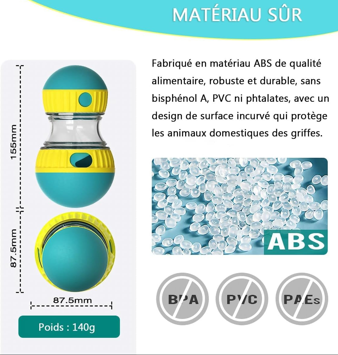 JWTEEE Intelligenzspielzeug Für Hunde, Futterball Für Hunde, Leckerli Ball Für Welpe, Slow Feeder Spielzeugball Für Hundes, Snackball Hundespielzeug, Puzzle Spielzeug (Green)