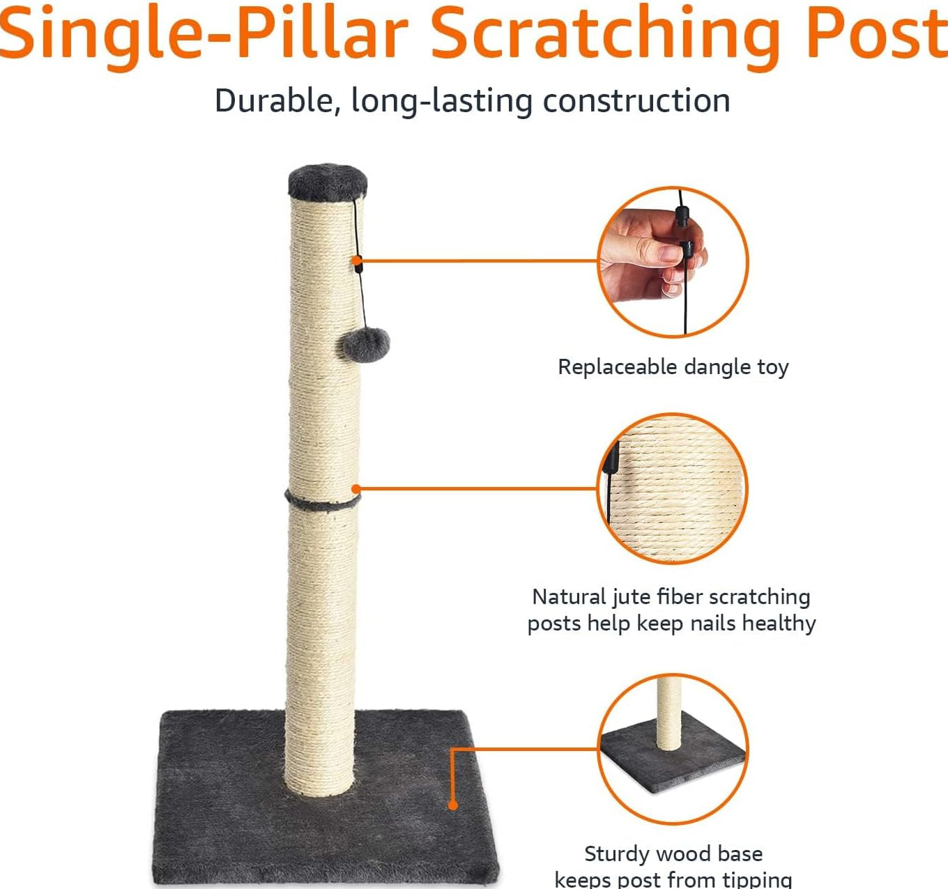 Amazon Basics Mittelgroßer Katzen-Kratzbaum, 40.01 X 40.01 X 80.01 Cm, Grau