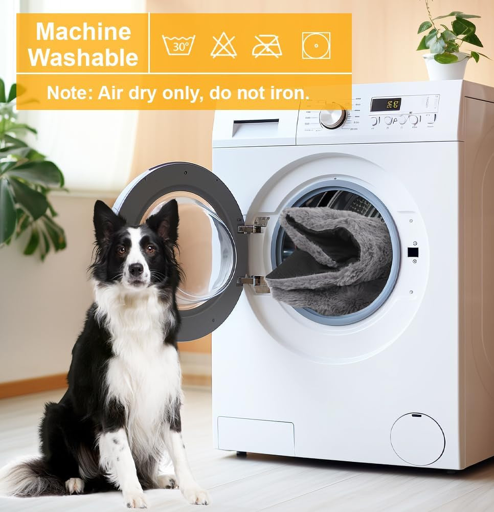 XIAPIA Selbstheizende Decke Katze & Hunde, Flauschig Selbstwärmende Katzendecke Ohne Kabel, Wärmedecke Heizdecke Ohne Strom, Washbar Thermodecke Katzenkissen Katzenbett Indoor Im Auto Grau 60 * 45 Cm