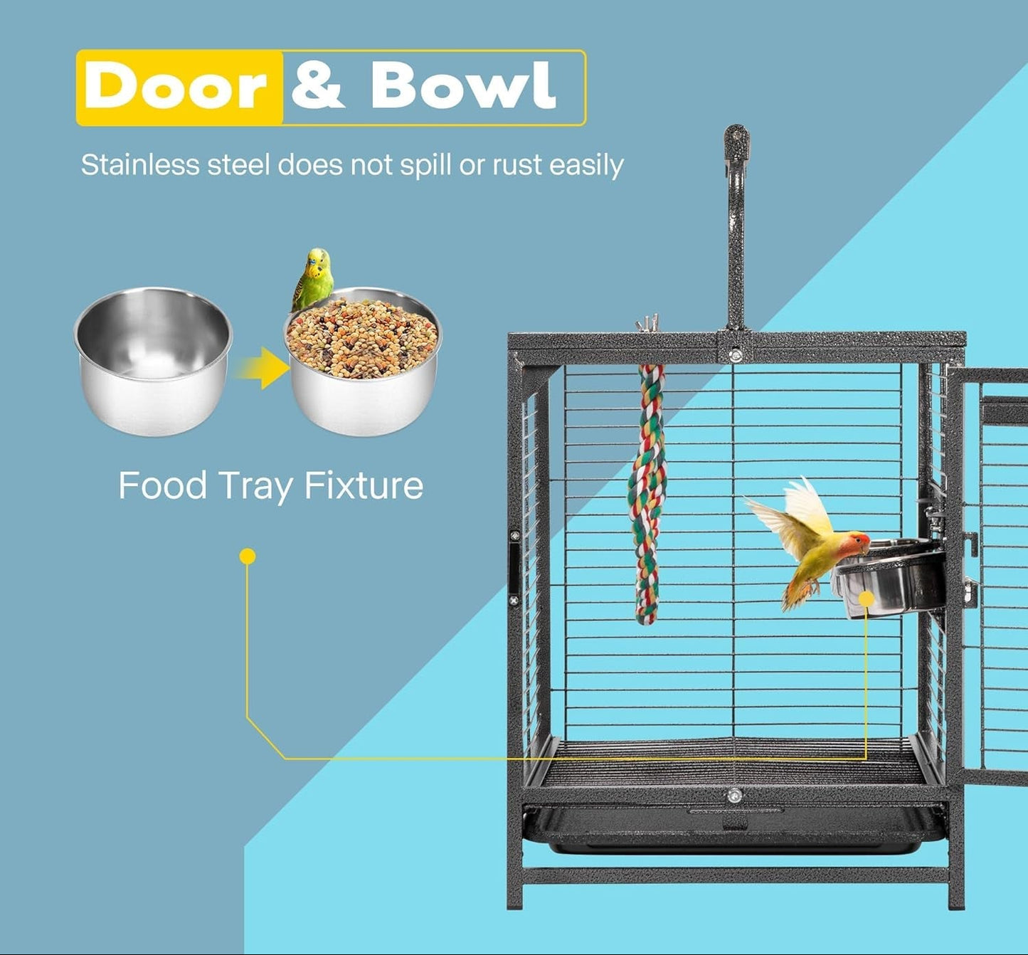 VIVOHOME Vogelkäfig Für Papageien 48Cm Transportkäfig Für Sittiche & Papageien Reisekäfig Mit Sitzenstange Transportbehälter Für Vögel Mit Tragegriff