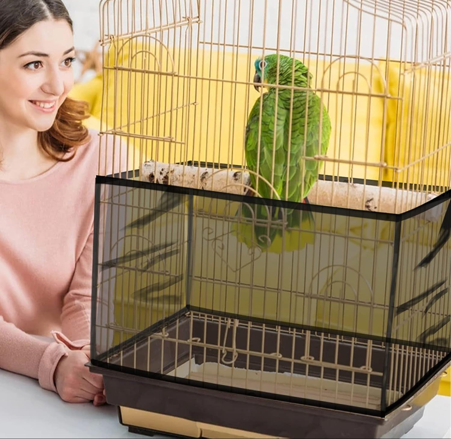 Mngren Extra Groß Vogelkäfig Abdeckung, Universal Vogelkäfig Samenfänger, Einstellbar Papageien Kordelzug Vogelfutter Kleintiere Netz, Abdeckung Rock Bewachen Für Runde Quadratische Käfige