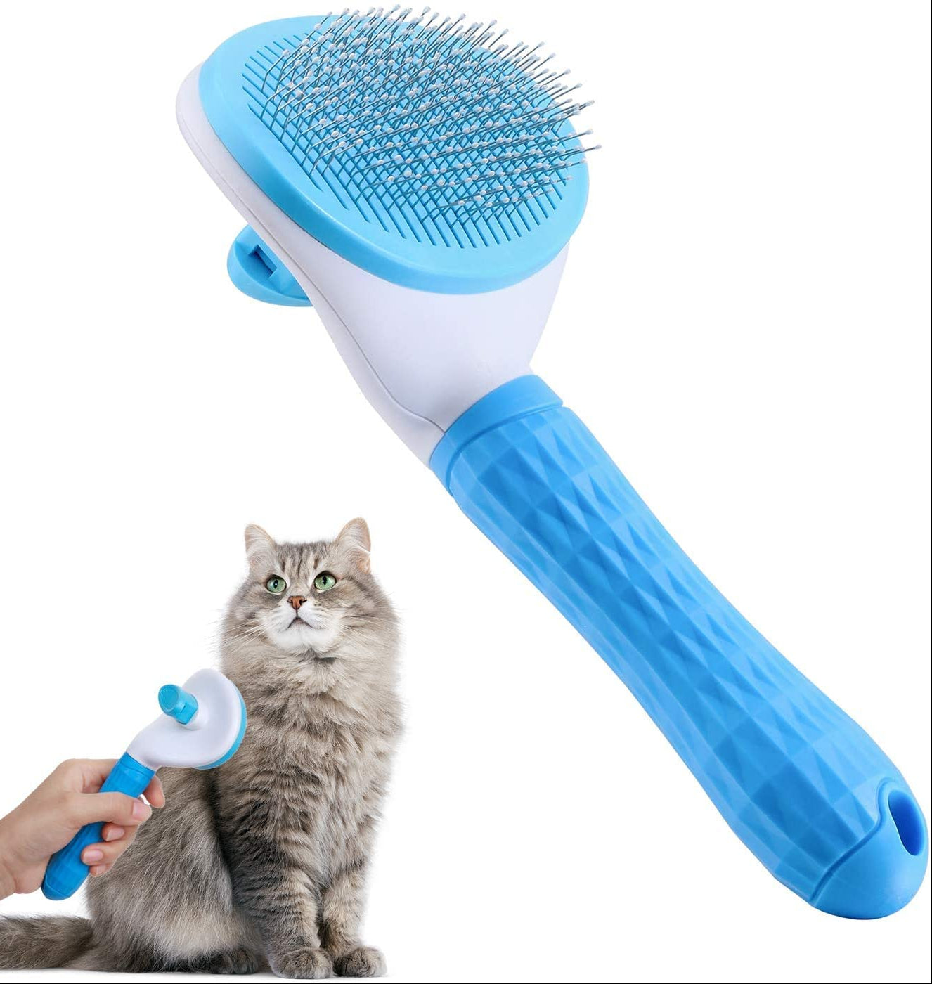 Katzenbürste, Selbstreinigende Zupfbürste Entfernt Unterwolle Katzenkamm Hundebürste Katzenbürste Kurz Bis Langhaar Geeignet Sanfte Katzen Burste Kurzhaar Zupfbürste (Grau)