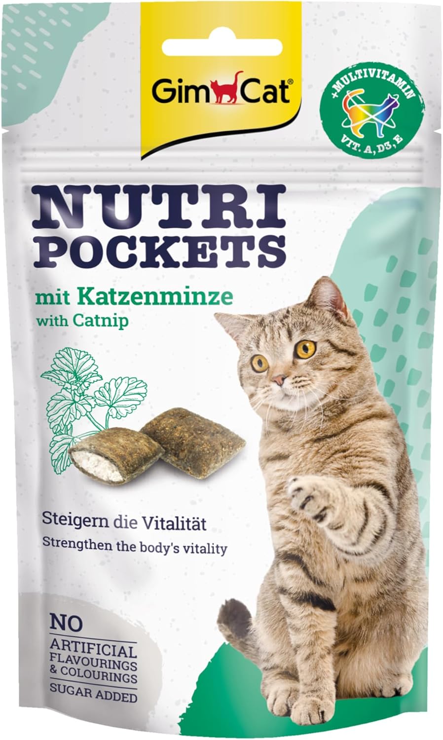 Gimcat Nutri Pockets Dental - Knuspriger Katzensnack Mit Cremiger Füllung Und Funktionalen Inhaltsstoffen - 1 Beutel (1 X 60 G)