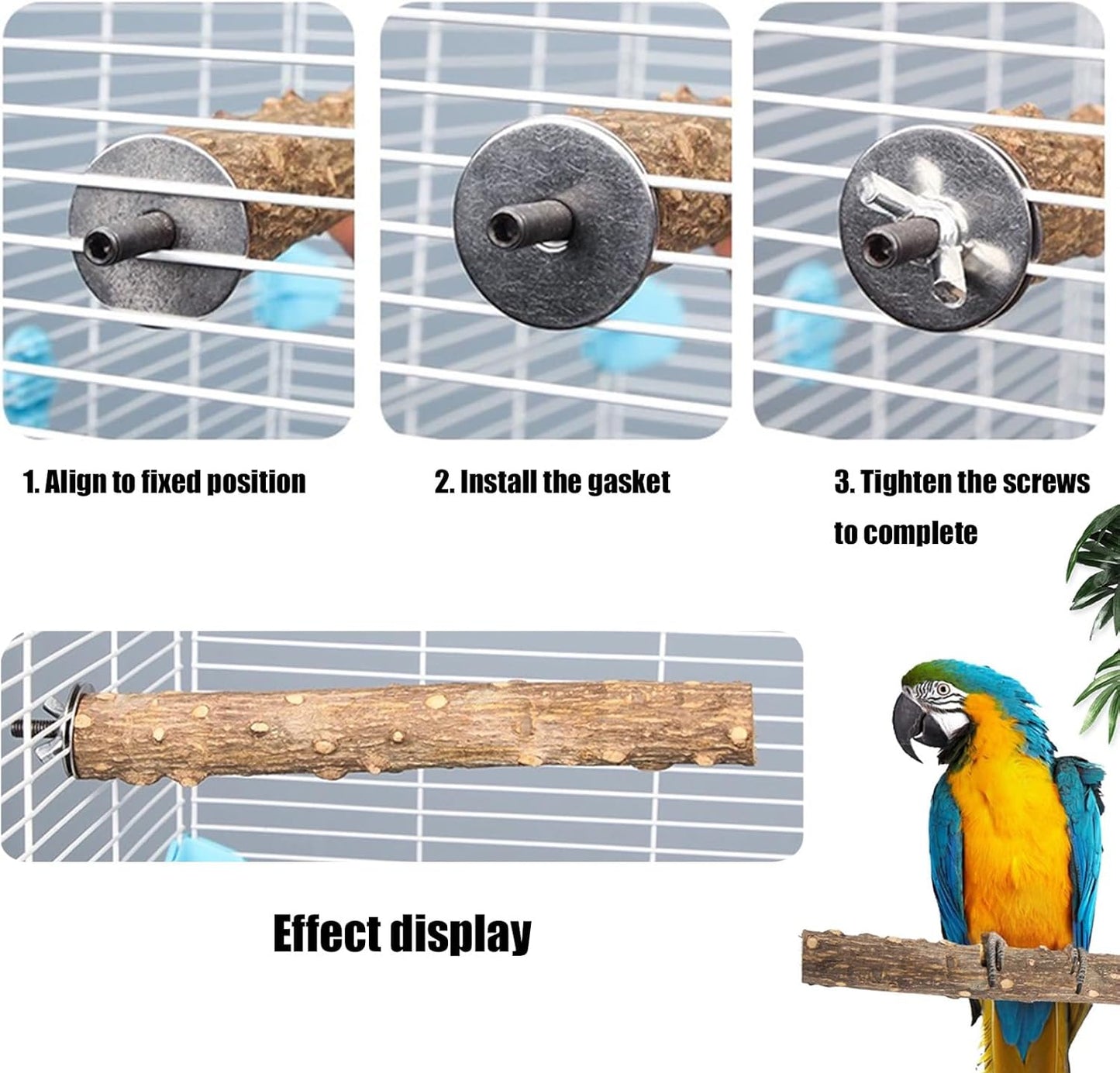 Allazone 9 Stück Naturholz Sitzstangen Set Für Vögel, Papagei Schaukel Spielzeug, Vogelkäfig Zubehör