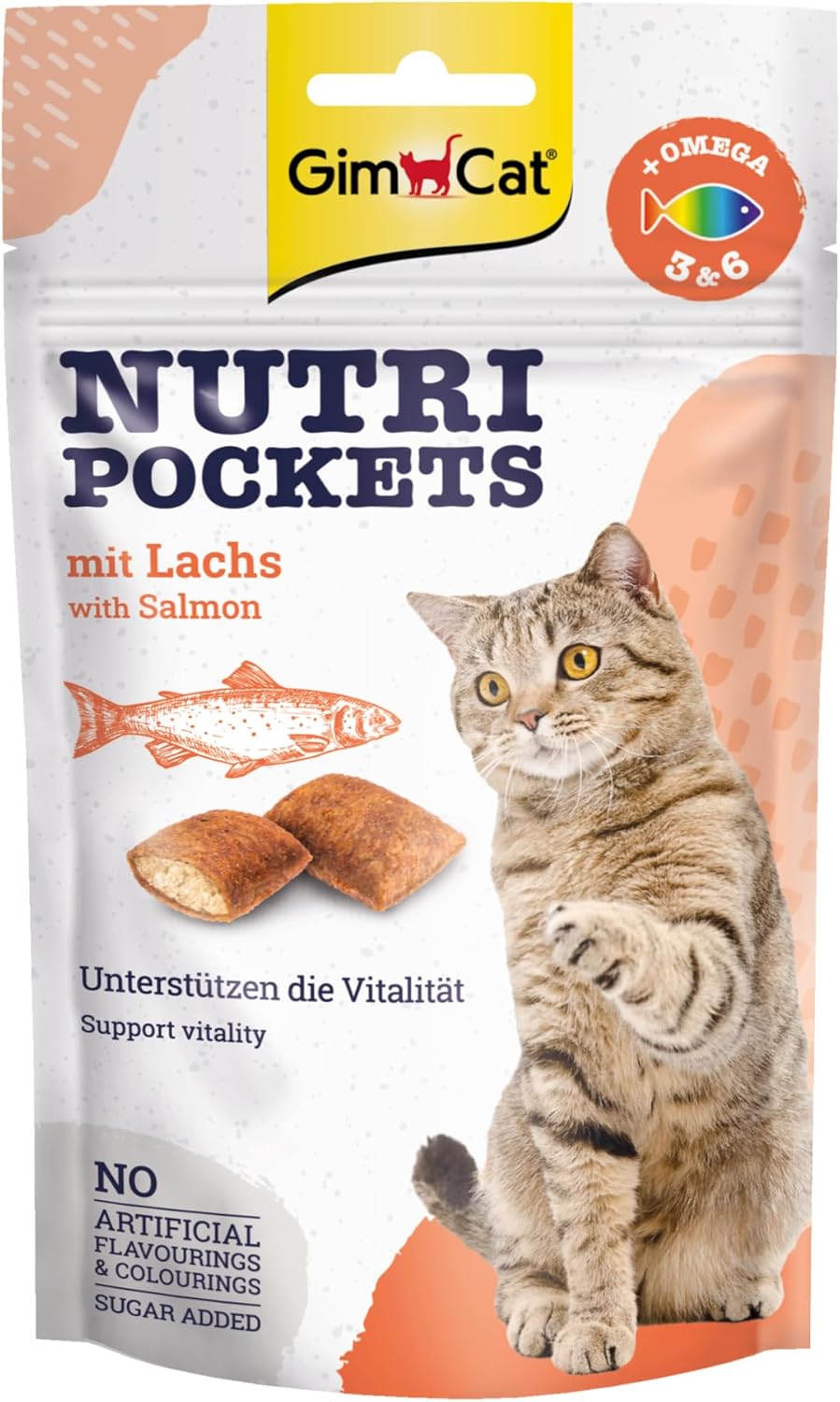 Gimcat Nutri Pockets Dental - Knuspriger Katzensnack Mit Cremiger Füllung Und Funktionalen Inhaltsstoffen - 1 Beutel (1 X 60 G)