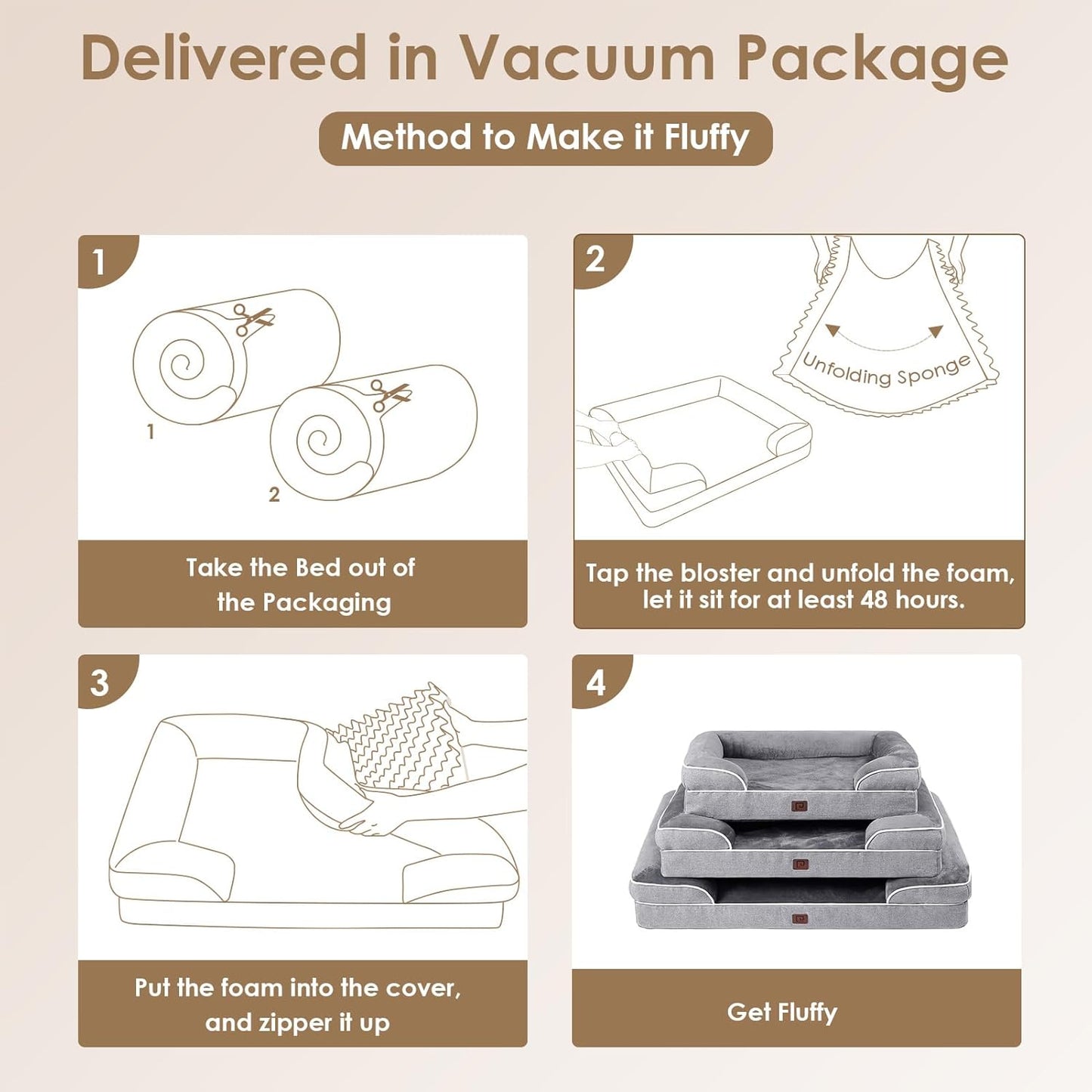 Orthopädisches Hundebett Grosse Hunde, 132X104Cm, Memory Foam Hundekorb XXL, Waschbar Hundesofa Wasserdicht Rutschfest, Hundecouch Mit Hohem Rand, Grau