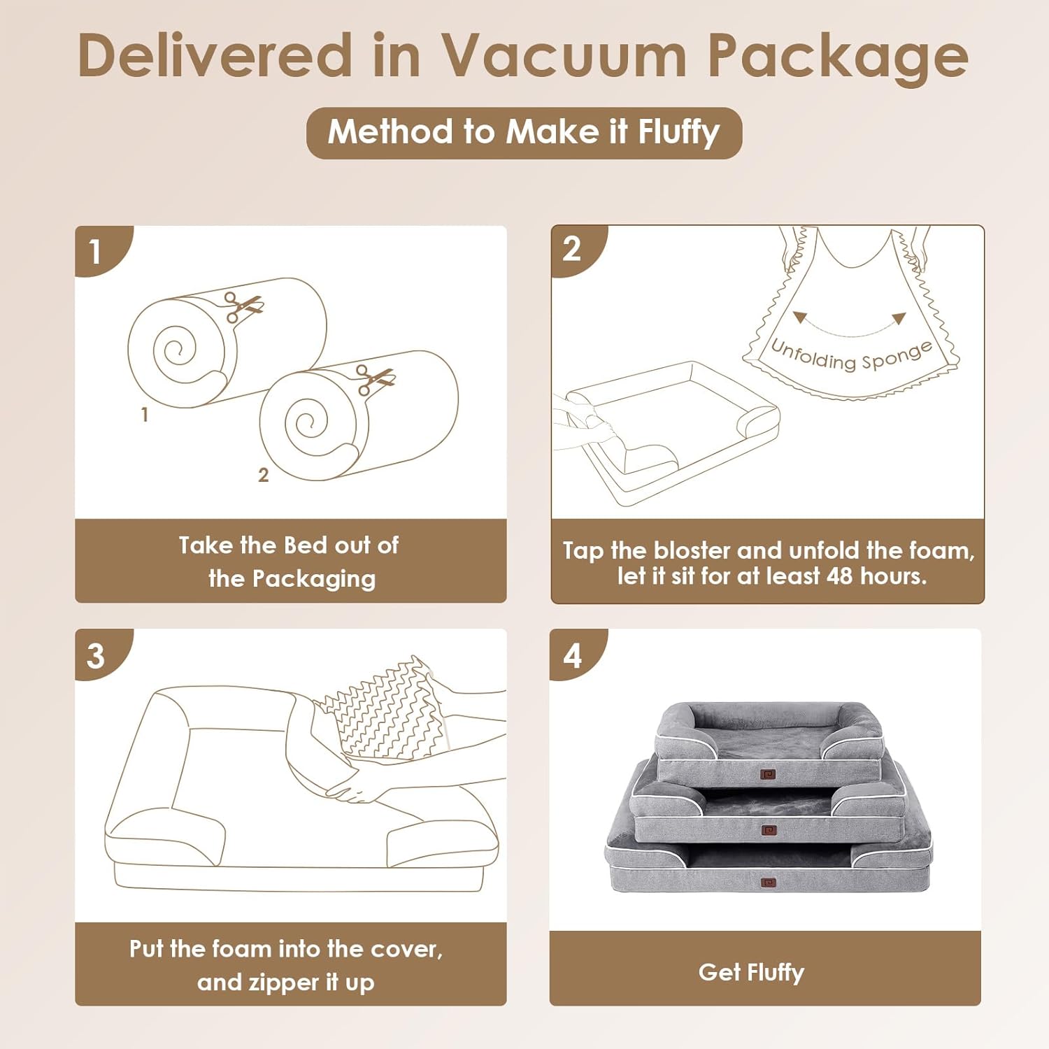 Orthopädisches Hundebett Grosse Hunde, 132X104Cm, Memory Foam Hundekorb XXL, Waschbar Hundesofa Wasserdicht Rutschfest, Hundecouch Mit Hohem Rand, Grau