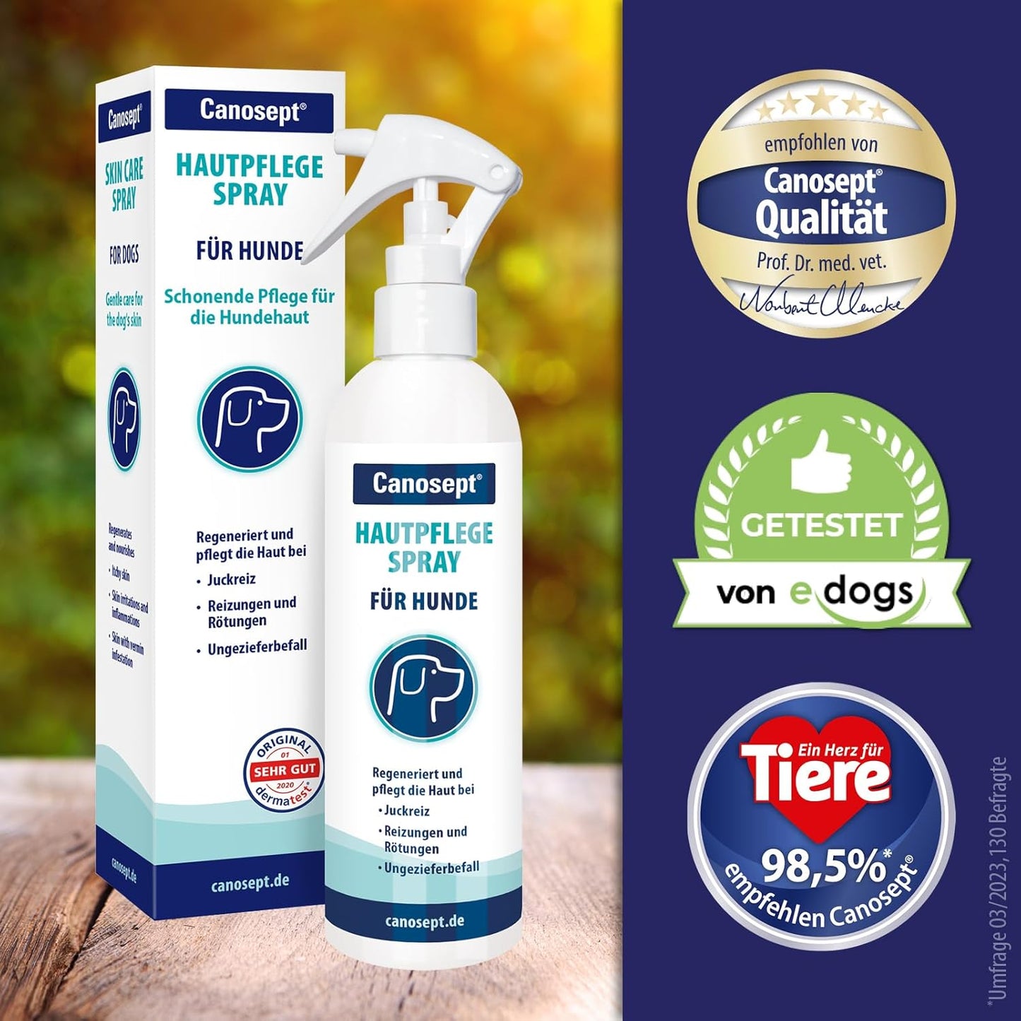 Canosept Hautpflegespray Für Hunde 250Ml - Milben Hund - Grasmilben Bekämpfen Hund - Juckreiz Hund - Milbenspray Hunde - Grasmilben Hund - Regeneriert Die Haut Bei Reizungen & Rötungen