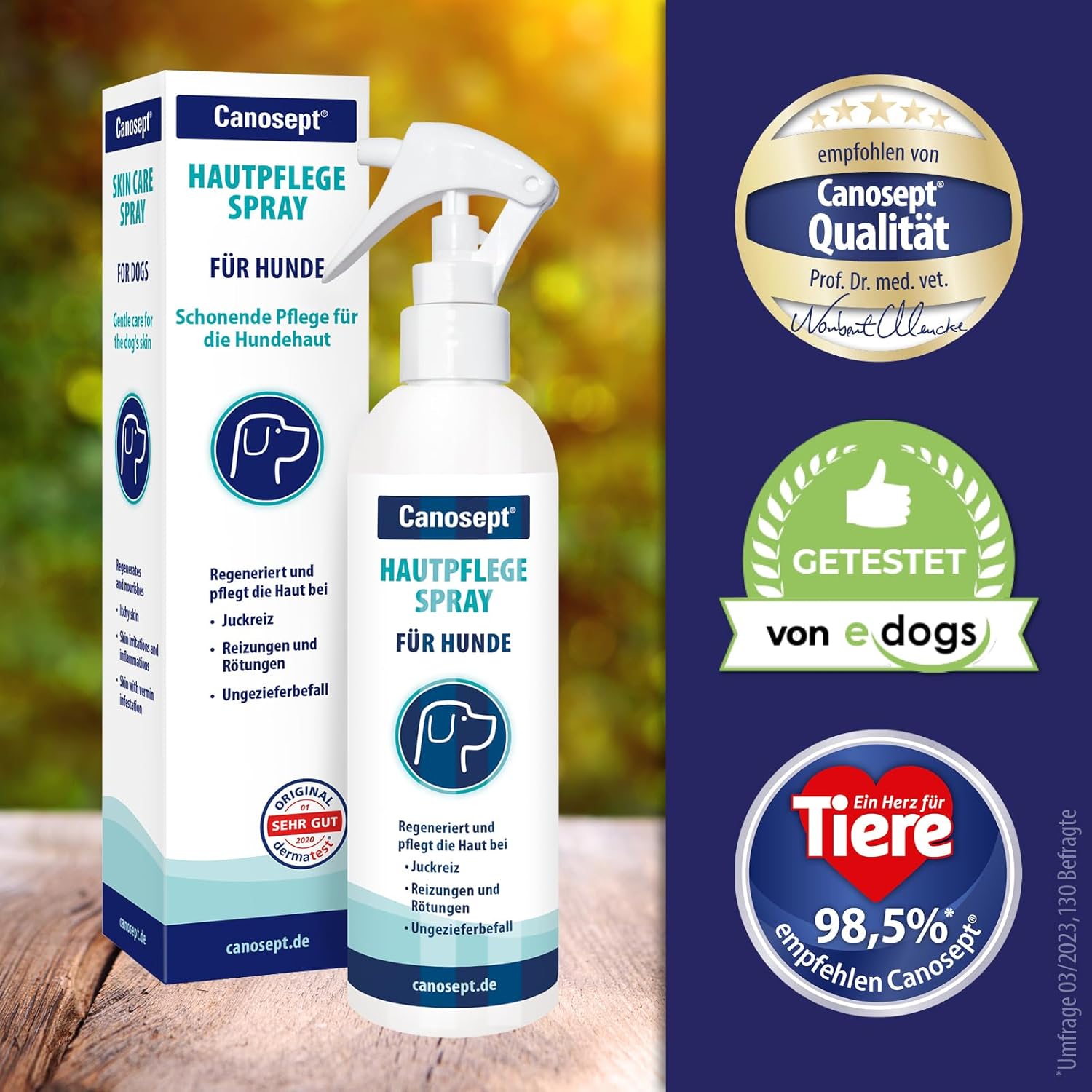 Canosept Hautpflegespray Für Hunde 250Ml - Milben Hund - Grasmilben Bekämpfen Hund - Juckreiz Hund - Milbenspray Hunde - Grasmilben Hund - Regeneriert Die Haut Bei Reizungen & Rötungen