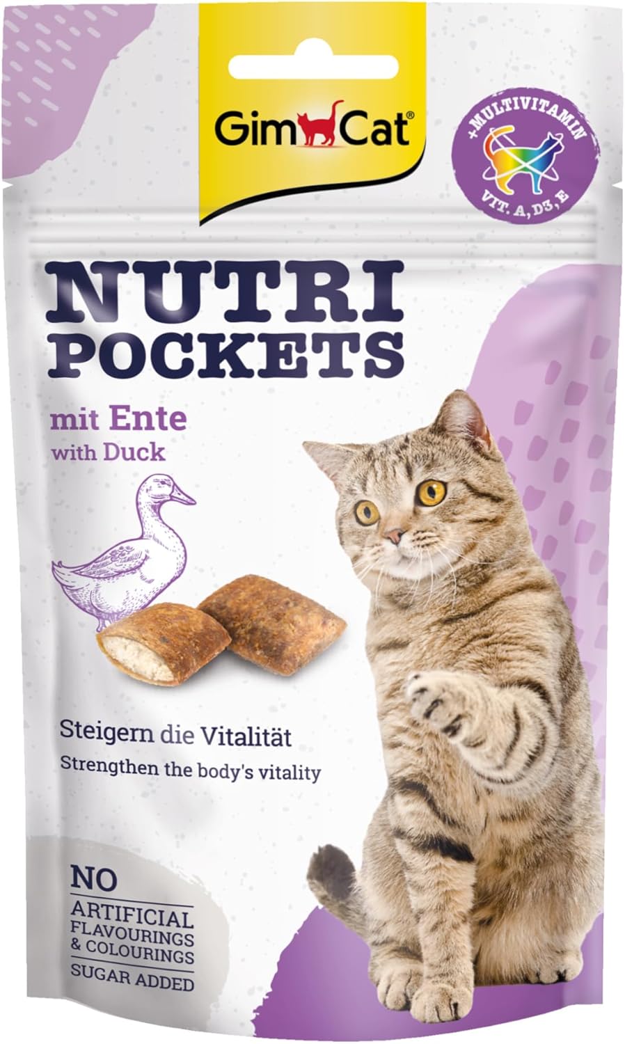 Gimcat Nutri Pockets Dental - Knuspriger Katzensnack Mit Cremiger Füllung Und Funktionalen Inhaltsstoffen - 1 Beutel (1 X 60 G)