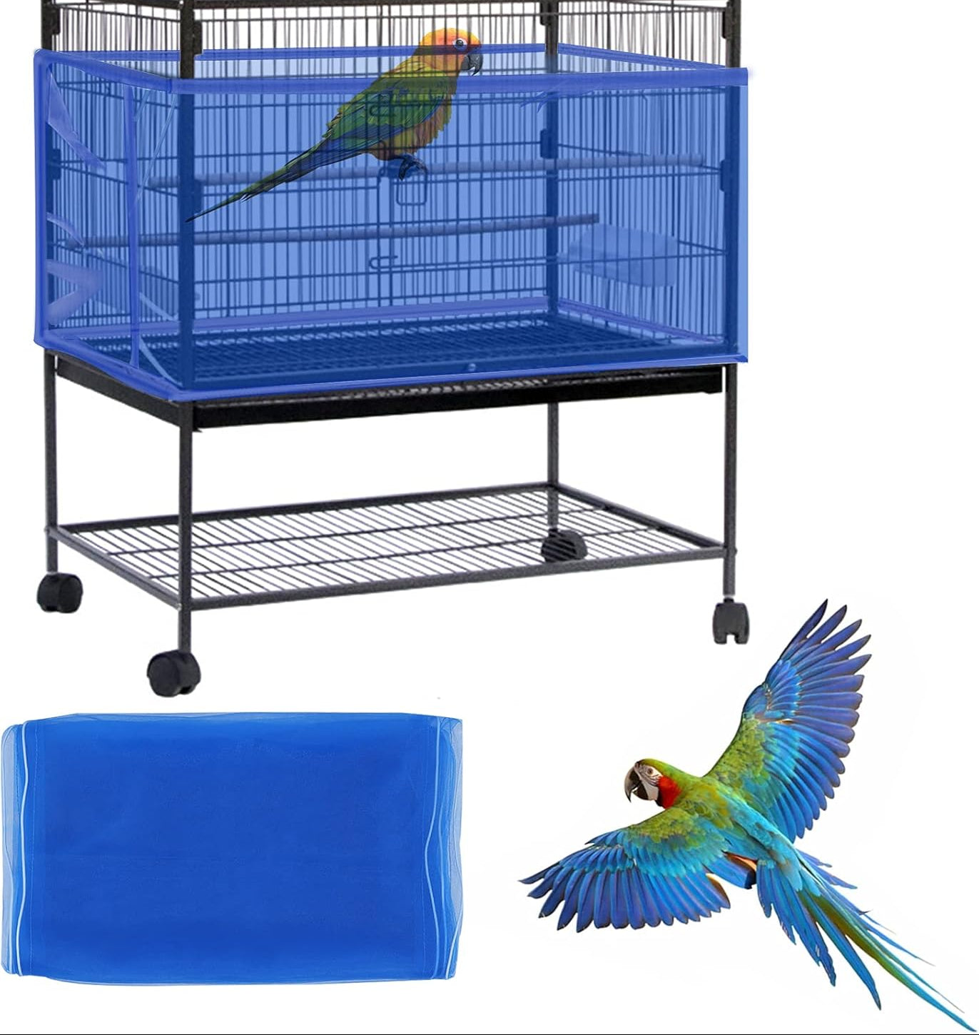 Mngren Extra Groß Vogelkäfig Abdeckung, Universal Vogelkäfig Samenfänger, Einstellbar Papageien Kordelzug Vogelfutter Kleintiere Netz, Abdeckung Rock Bewachen Für Runde Quadratische Käfige