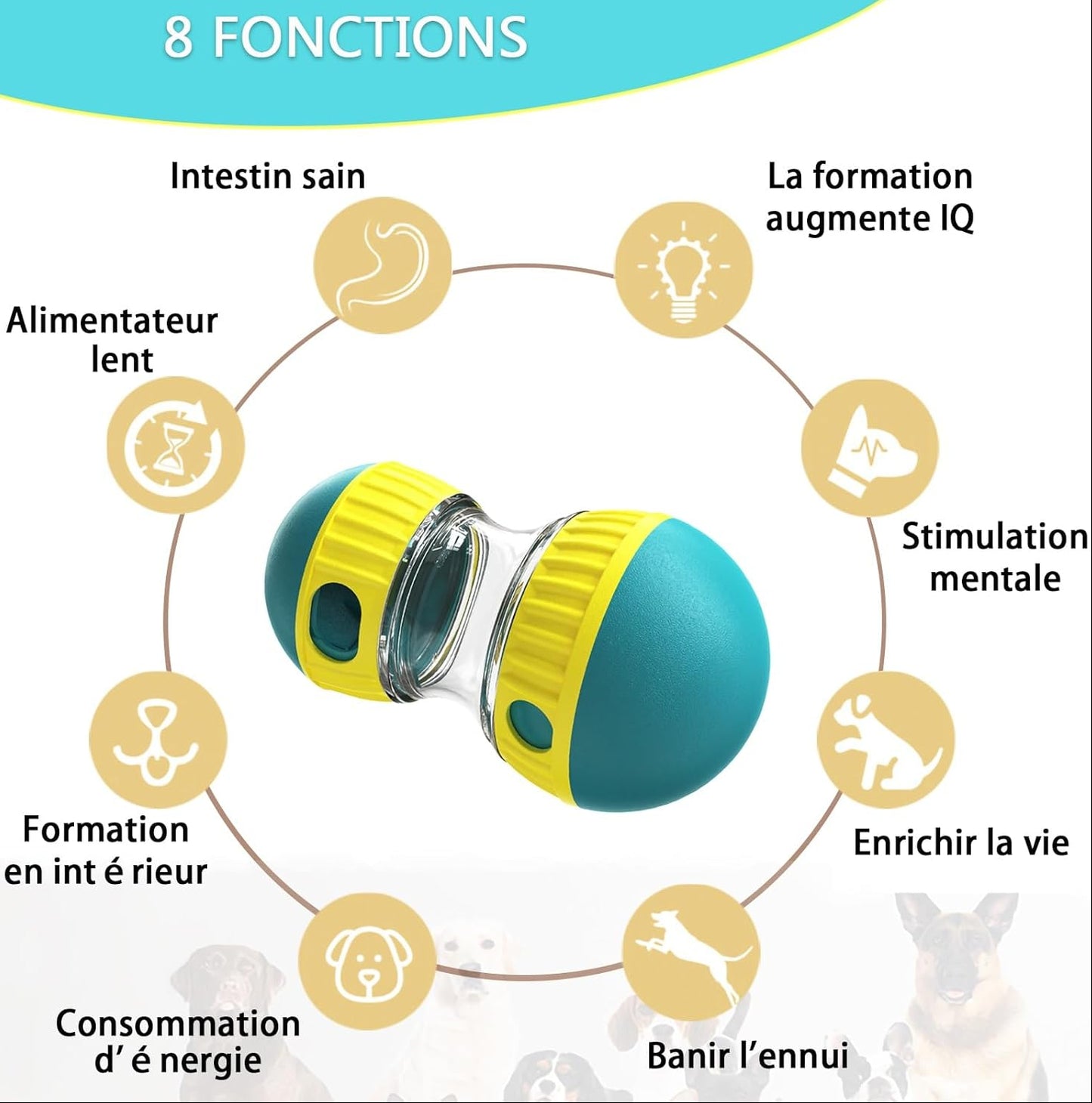 JWTEEE Intelligenzspielzeug Für Hunde, Futterball Für Hunde, Leckerli Ball Für Welpe, Slow Feeder Spielzeugball Für Hundes, Snackball Hundespielzeug, Puzzle Spielzeug (Green)