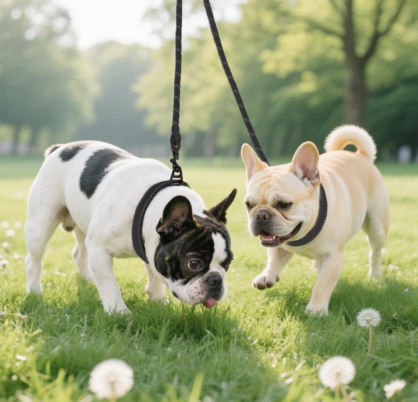 Taglory Doppelte Leinen/Hundeleine Doppelleine Für 2 Hunde/Keine Verwicklung Reflektierend Kletterseil/Verstellbar Splitterleinen/Schwarz