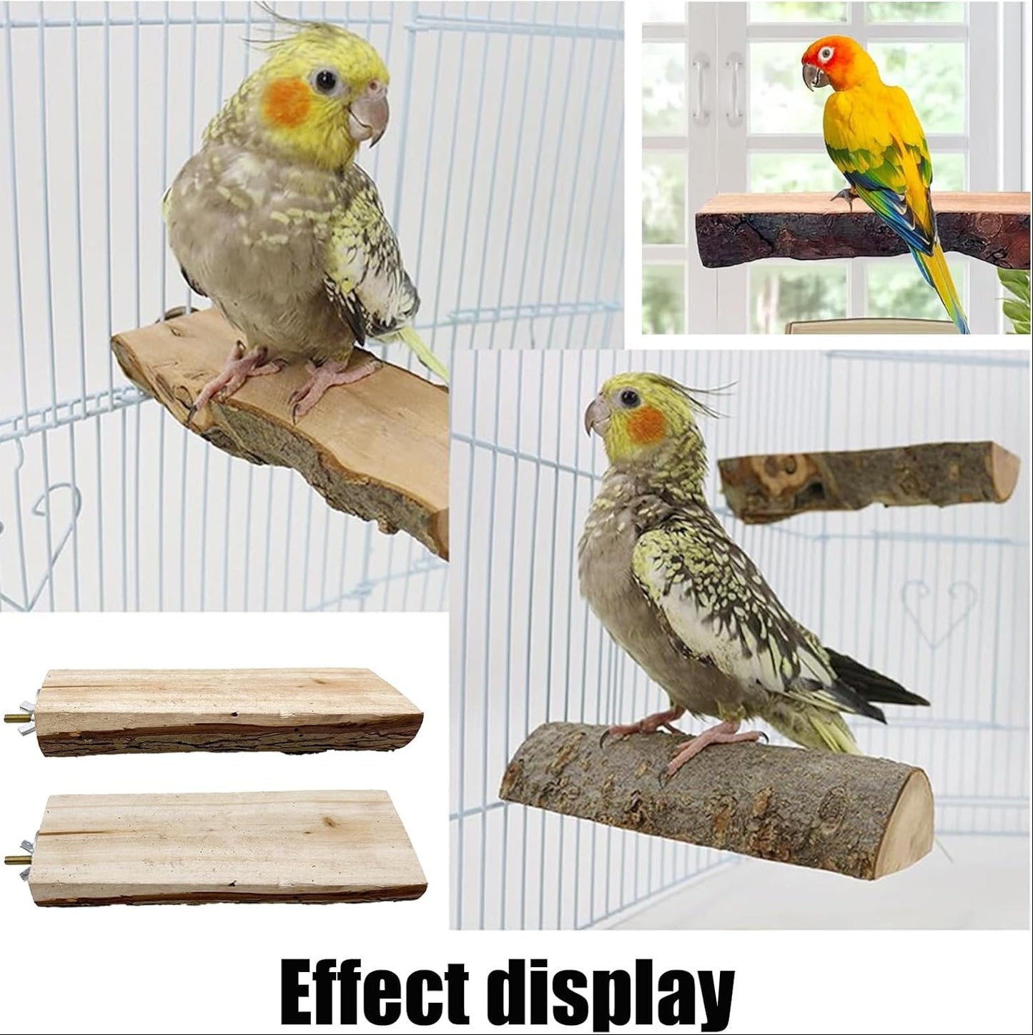 Allazone 9 Stück Naturholz Sitzstangen Set Für Vögel, Papagei Schaukel Spielzeug, Vogelkäfig Zubehör