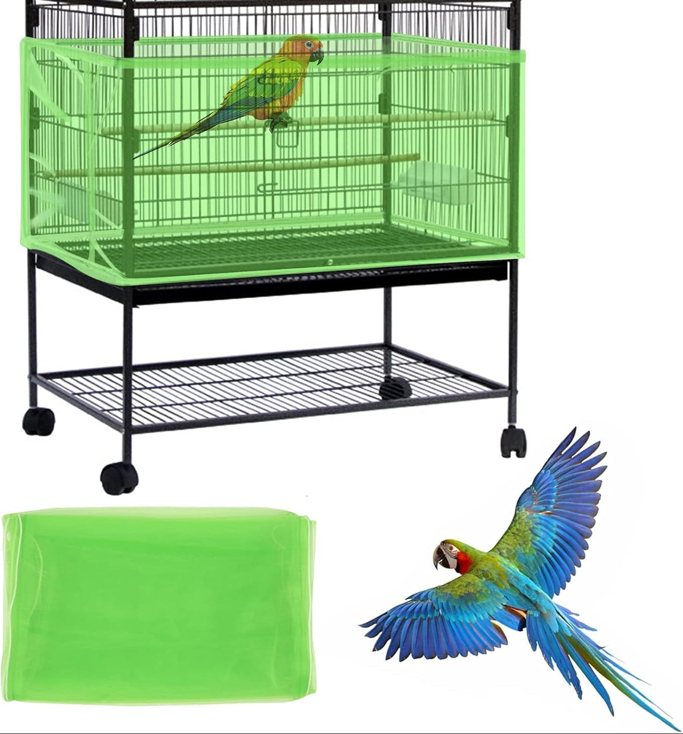 Mngren Extra Groß Vogelkäfig Abdeckung, Universal Vogelkäfig Samenfänger, Einstellbar Papageien Kordelzug Vogelfutter Kleintiere Netz, Abdeckung Rock Bewachen Für Runde Quadratische Käfige