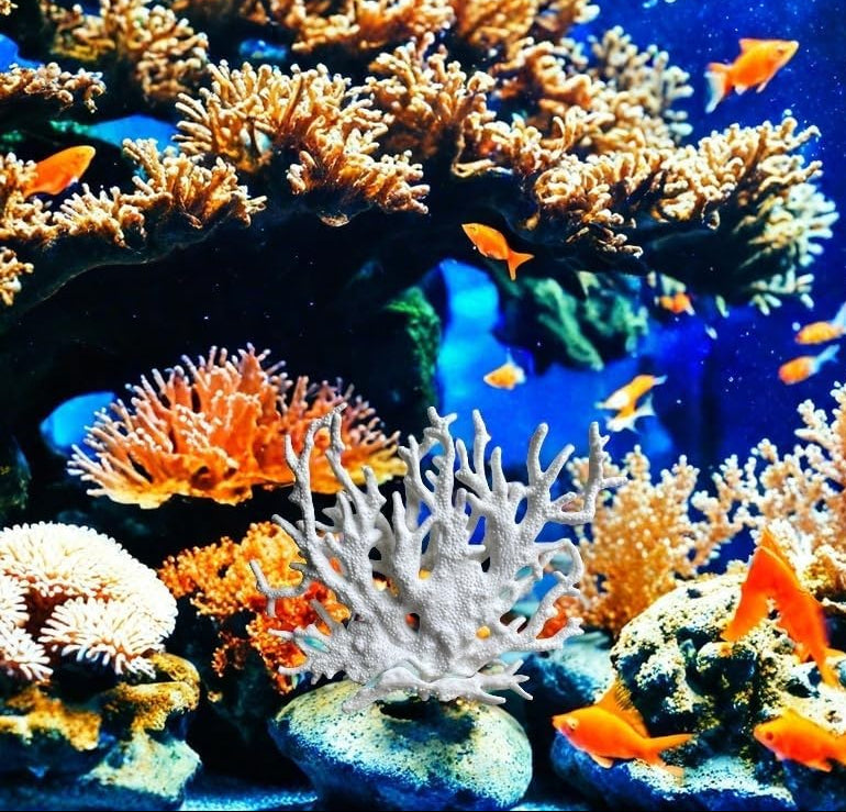 Holz Aquarium-Deko Gefälschte Koralle, Garnelen Aquarium & Aquarienpflanze Echt, Geeignet Für Kleine Bis Mittlere Aquarien (Weiß)