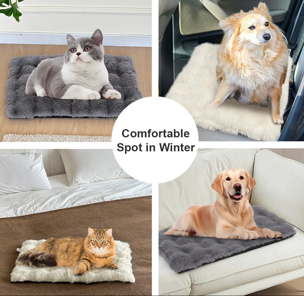 XIAPIA Selbstheizende Decke Katze & Hunde, Flauschig Selbstwärmende Katzendecke Ohne Kabel, Wärmedecke Heizdecke Ohne Strom, Washbar Thermodecke Katzenkissen Katzenbett Indoor Im Auto Grau 60 * 45 Cm