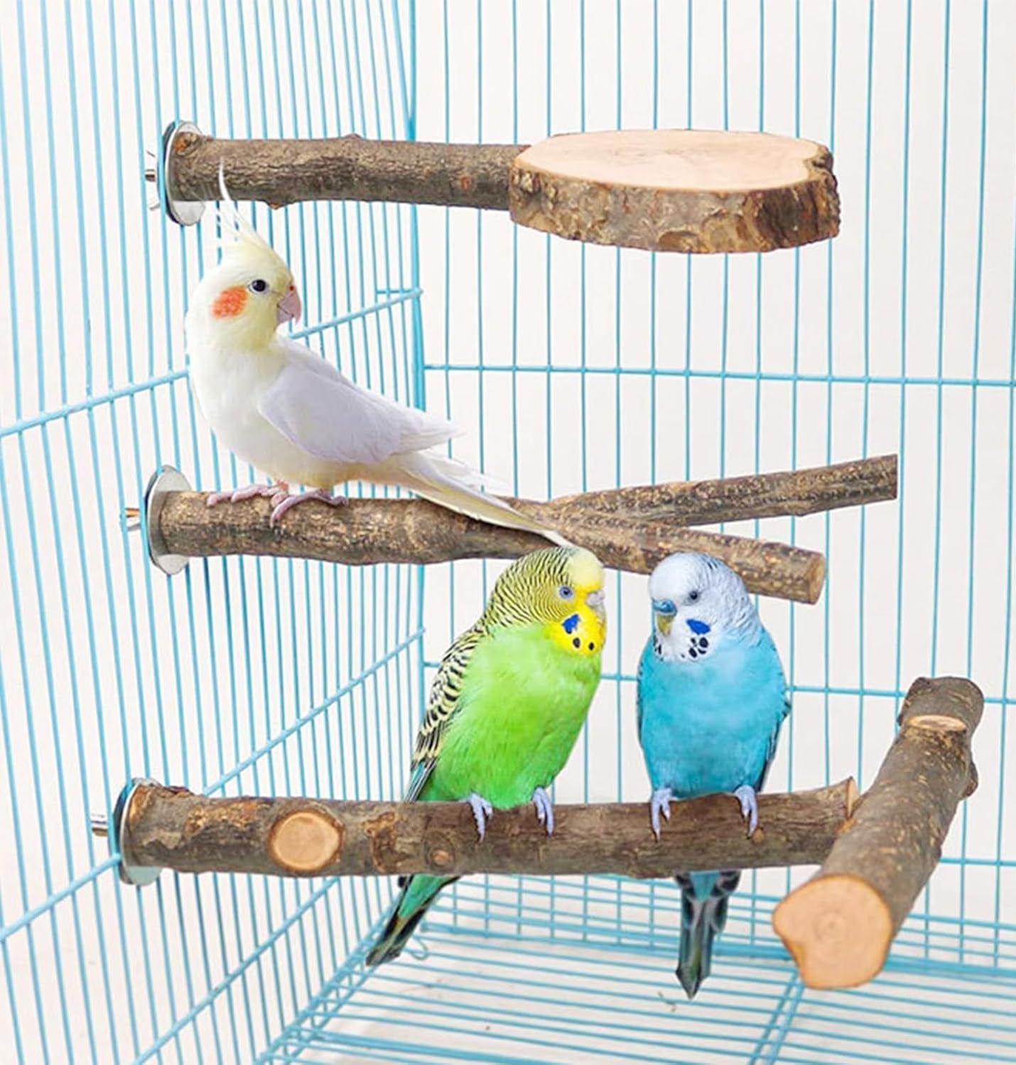 Allazone Natur Sitzstangen Für Vögel - 7 Stück Holz Vögel Sitzstangen, Papagei Schaukel Spielzeug