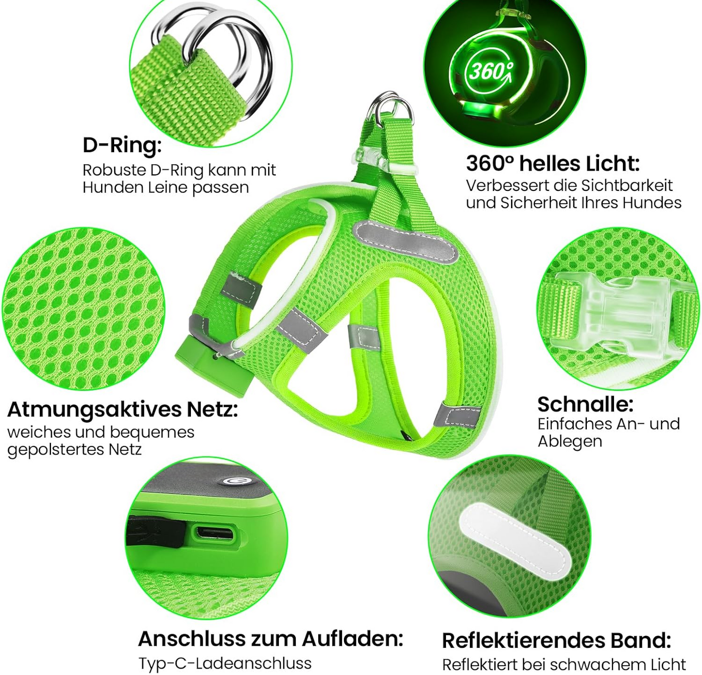 LED Light Dog Harness