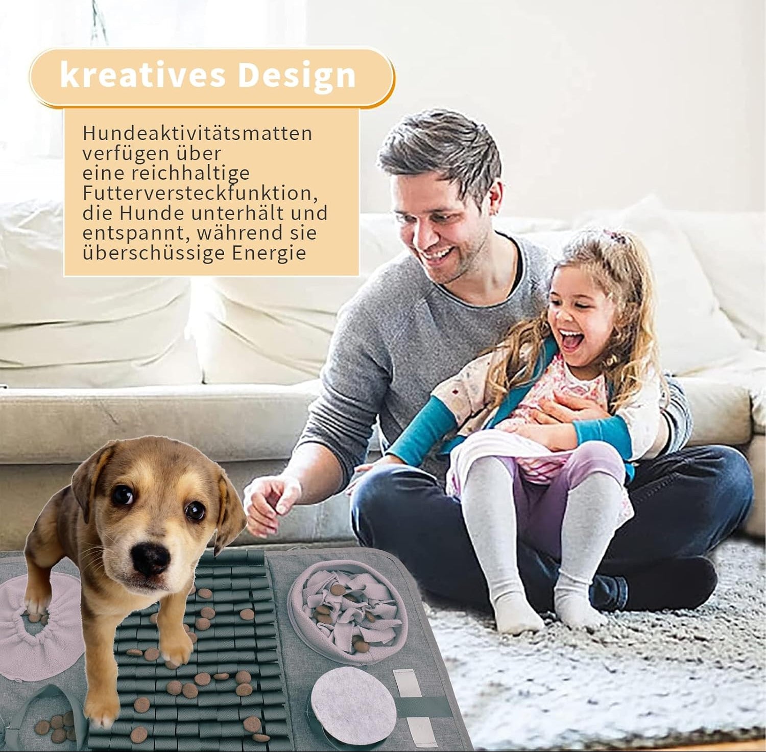 Hund Schnüffelteppich, Waschbar Trainingsmatte Futtermatte Schnüffelteppich Für Hunde Riechen Trainieren Trainingsmatte Gegen Langeweile Und Anregung Langsamfütterungsunterlage Für Welpen(66 * 42Cm)