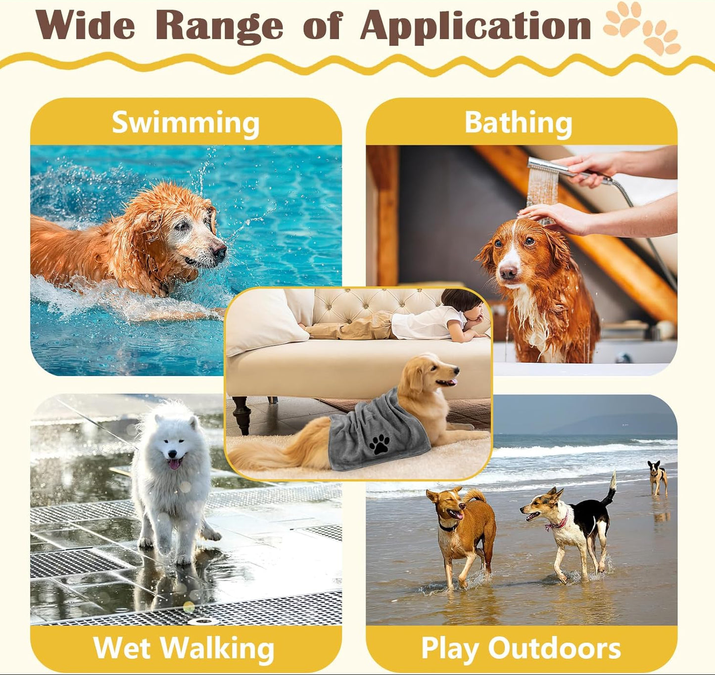 Hundehandtuch, 2 Stück Hundehandtuch Extra Saugfähig Für Hunde Und Katzen, Grau Schnelltrocknend Haustier Mikrofaser Handtücher, 75 X 35 Cm Hunde Handtuch Für Katzen, Hunde Oder Andere Haustiere